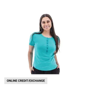 Aventura Women's Sandia Henley Tee - Ceramic Stretchable Waistband