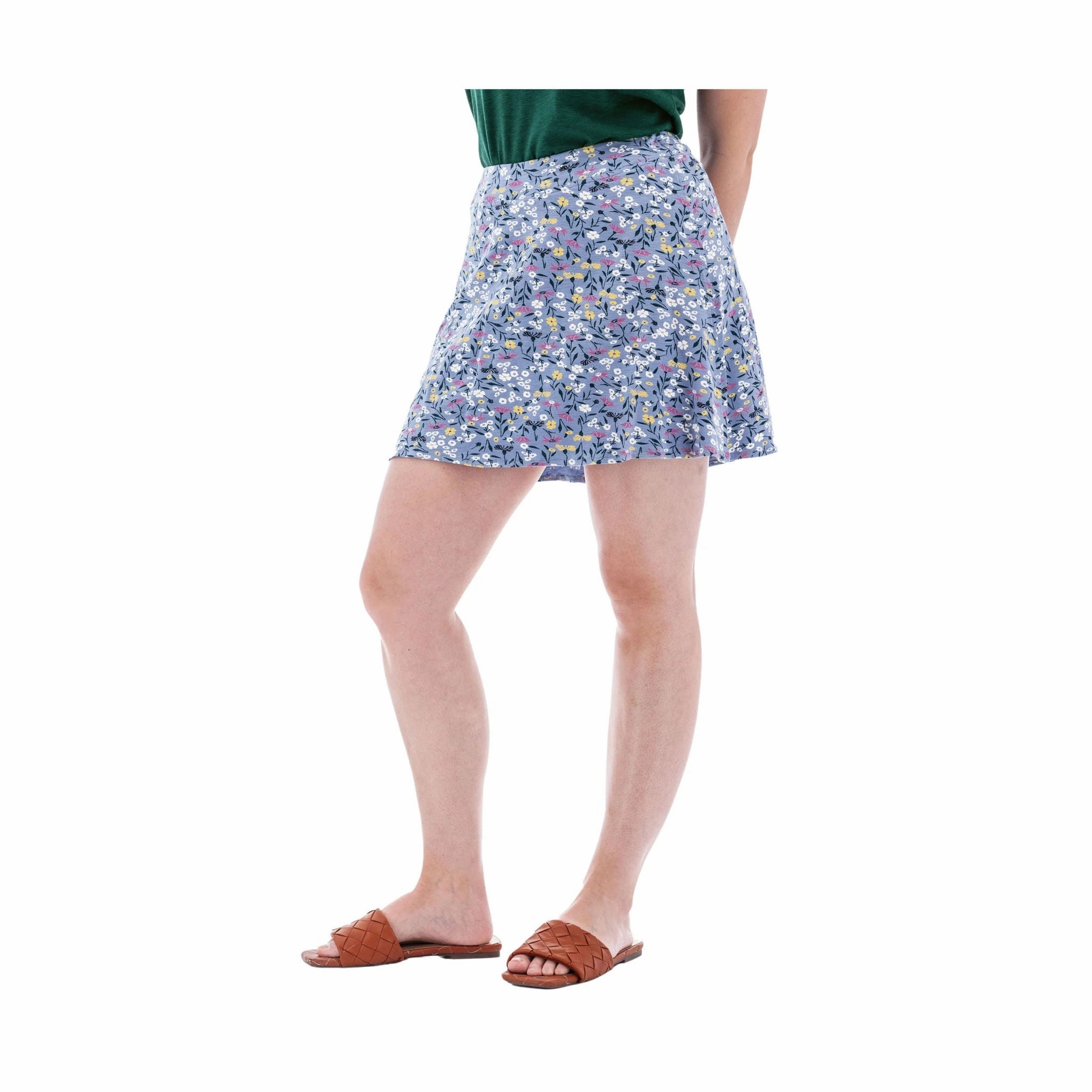 Elasticized Hem Detachable Tie Aventura Women's Linden Print Swing Skort - Blue Fog