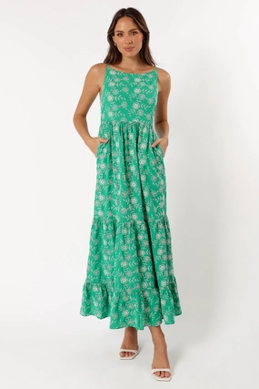 Jenson Maxi Dress - Green Eyelet Shape Retention All Timewear