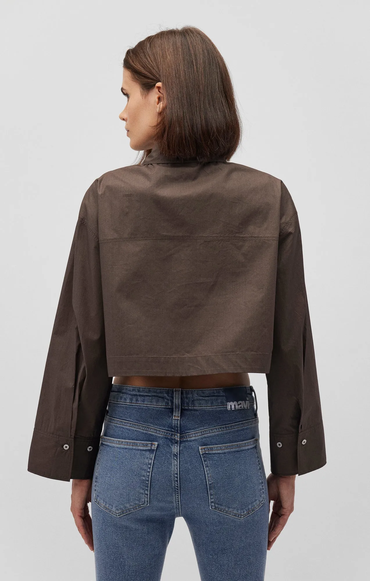 Youthful Style Special Occasion BELL SLEEVE CROPPED SHIRT IN FOREST NIGHT