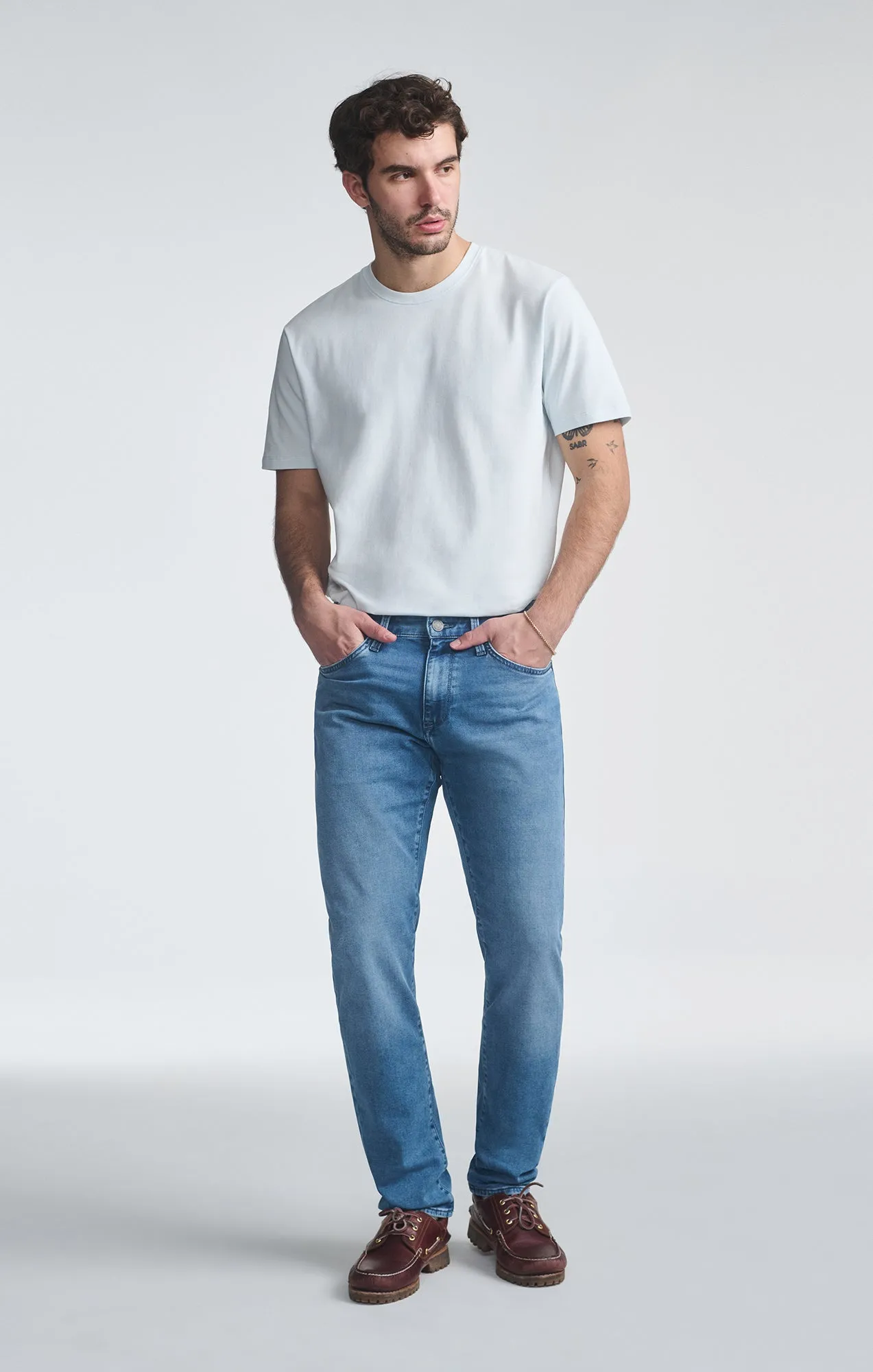 LayeredHemDetails BASIC CREW NECK T-SHIRT IN ILLUSION BLUE