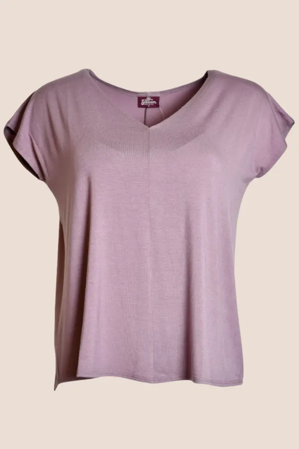Layer-Friendly Bella V-Neck Solid Top | Lavender Stretchable Comfort