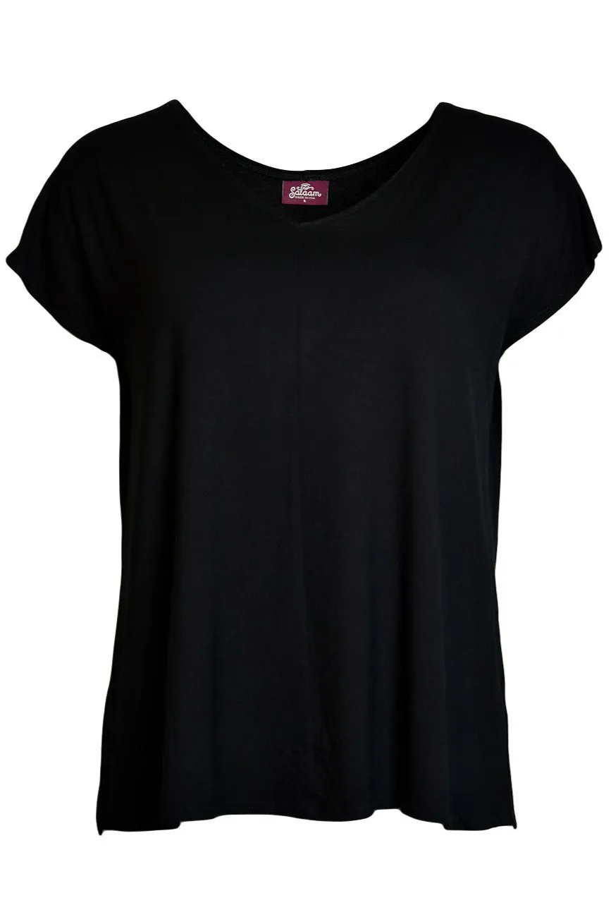 Fresh Look Chilly Weather Style Bella V-Neck Top | Solid Black Soft Touching