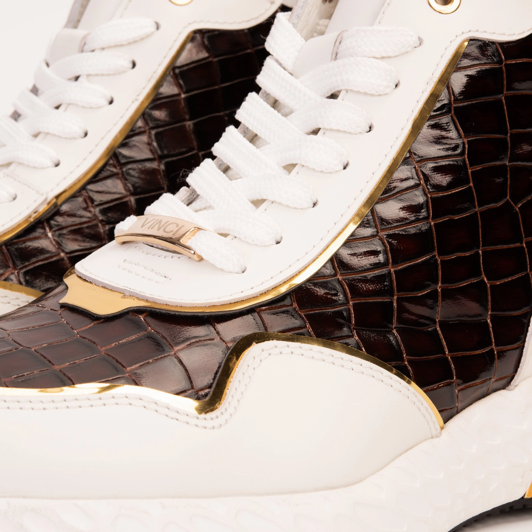 Gym Approved Bellagio White & Gold Leather High-Top Men Sneaker