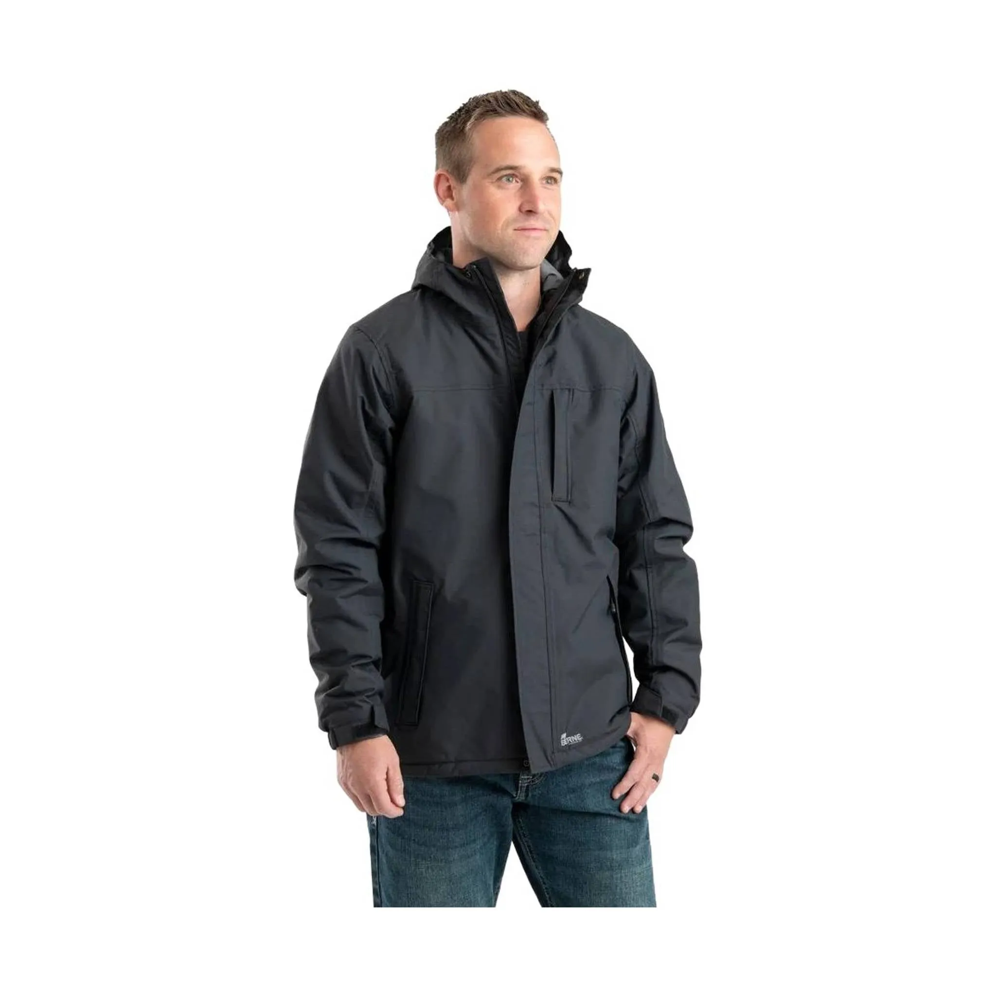 Berne Men's Coastline Waterproof Insulated Storm Jacket - Black WindproofDesign Seamless Shoulder Construction