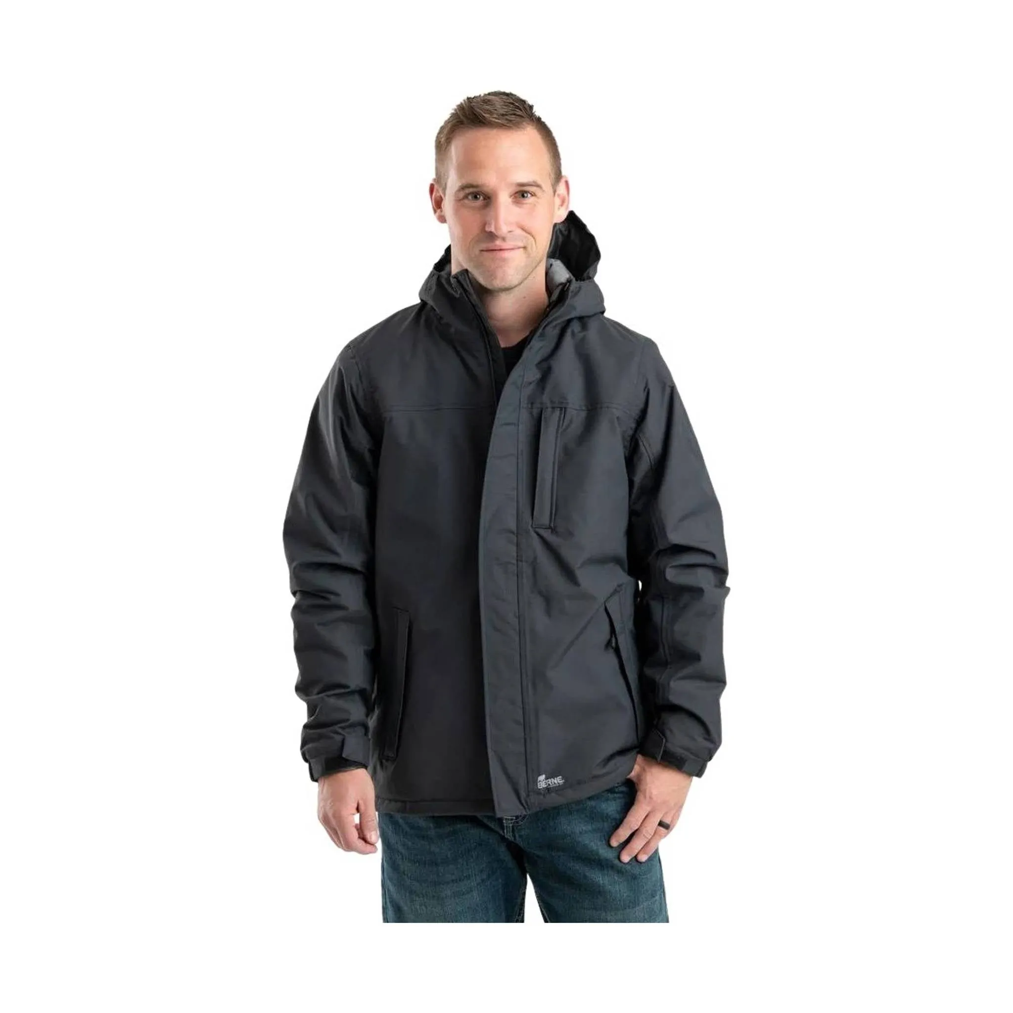 Berne Men's Coastline Waterproof Insulated Storm Jacket - Black Effortless Layer Vegan Safe