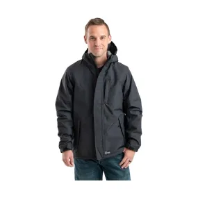 Multi Pocket Utility Minimalist Design Berne Men's Coastline Waterproof Insulated Storm Jacket - Black