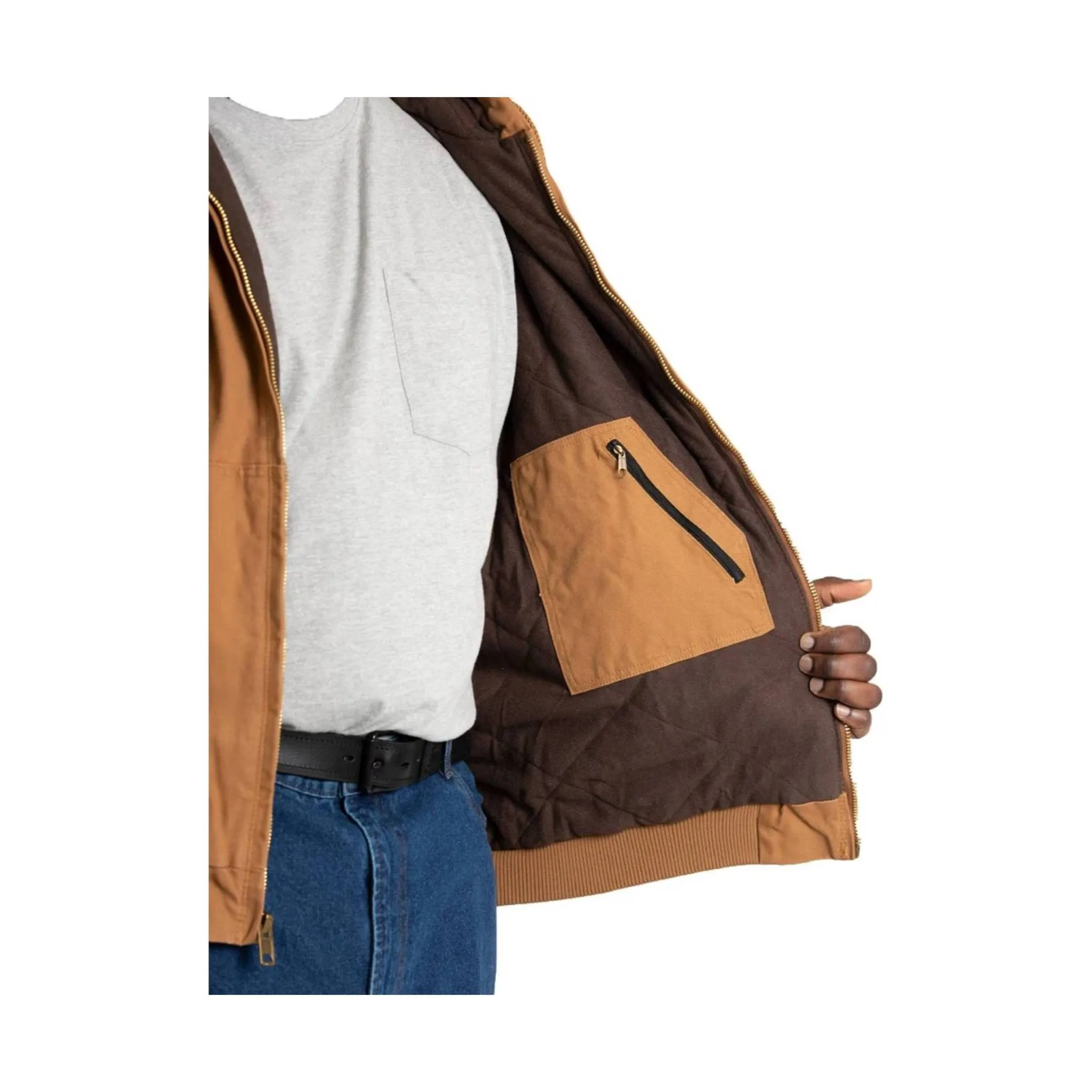 Outdoor Activity Berne Men's Heartland Washed Duck Hooded Work Jacket - Bark