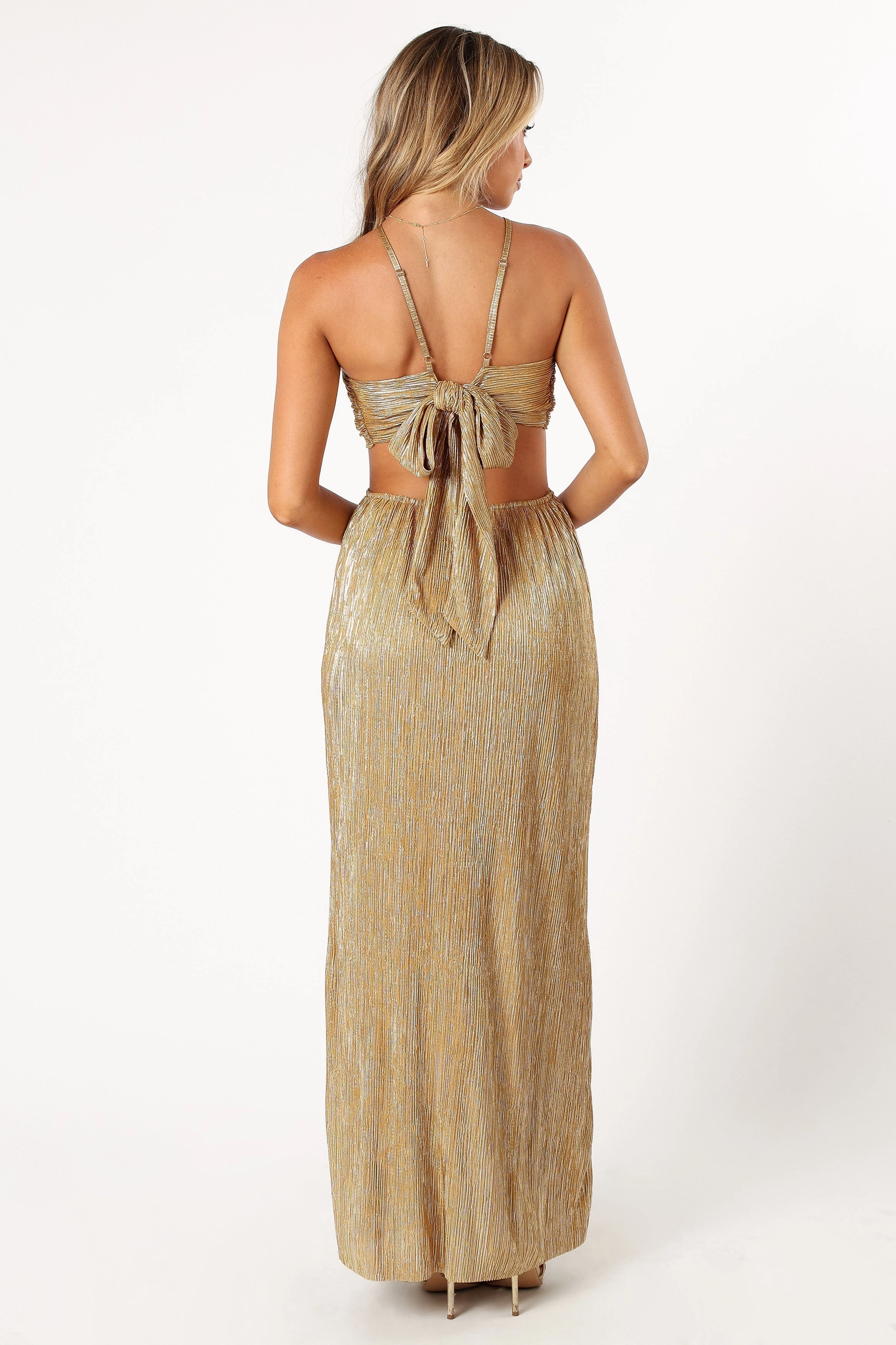 Beyz Midi Dress - Gold Sleek Motion