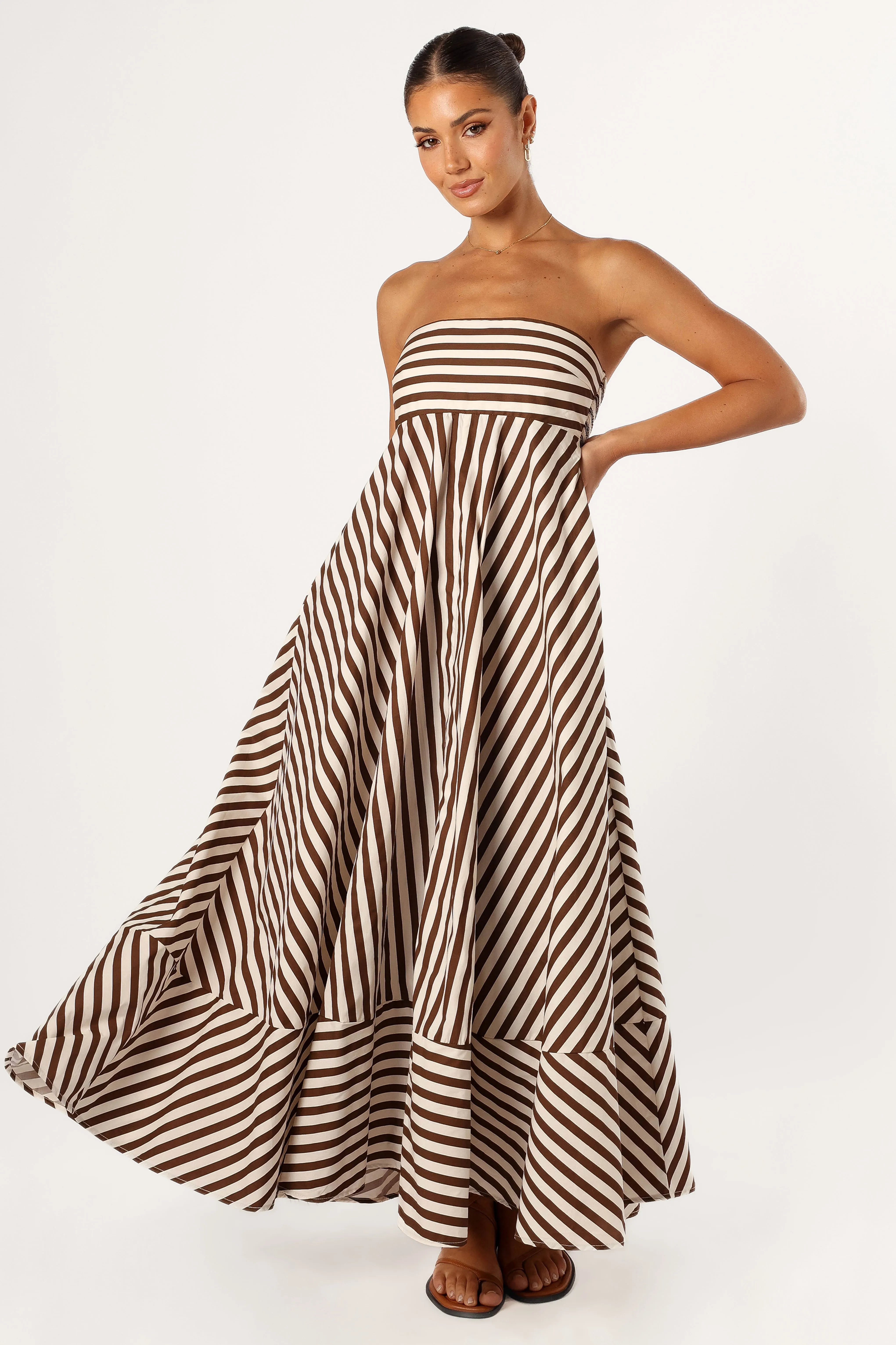 Formal Setting Care-Instructions-Included Bowie Strapless Maxi Dress - Chocolate