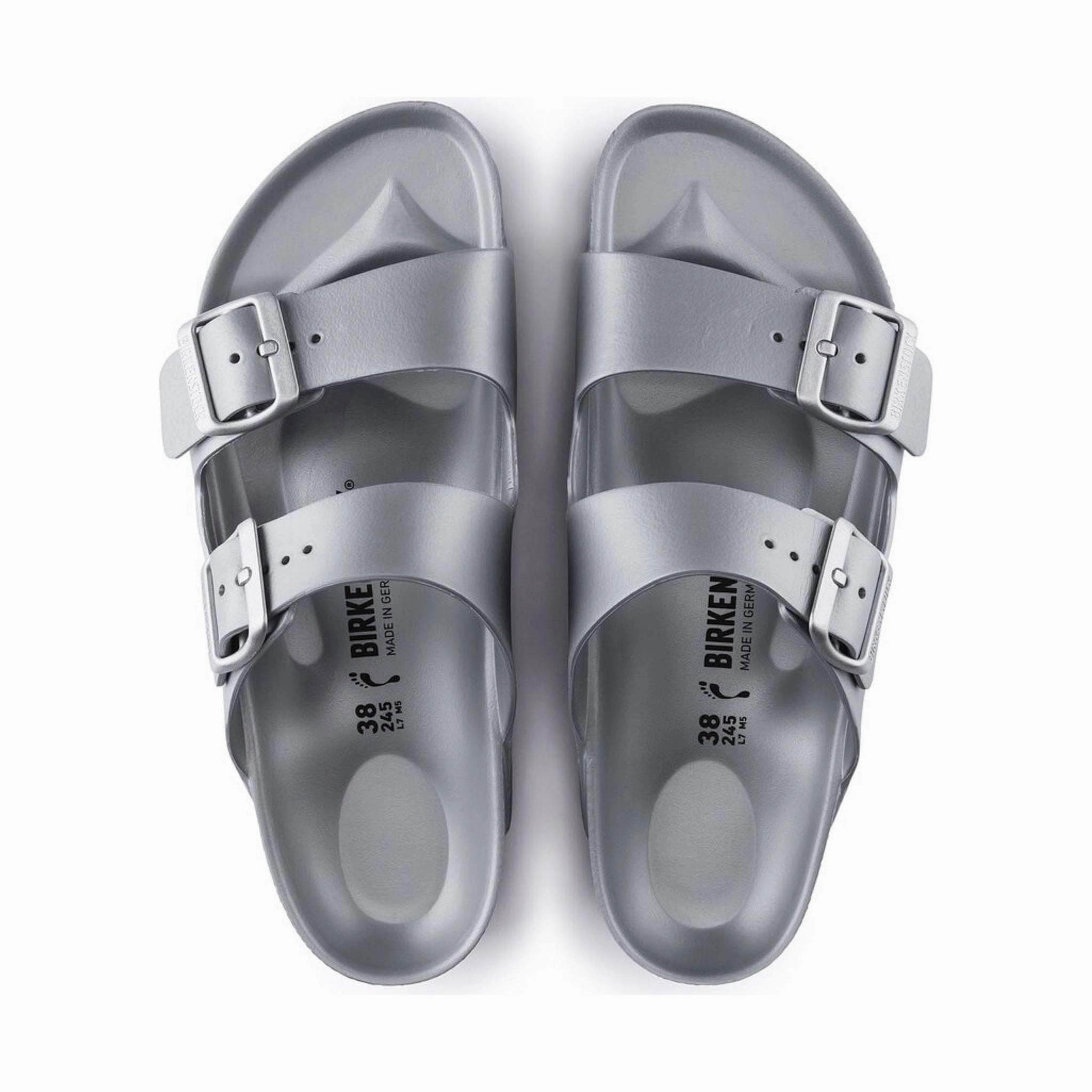 Comfortable Walk Birkenstock Arizona Essentials EVA Sandal - Metallic Silver