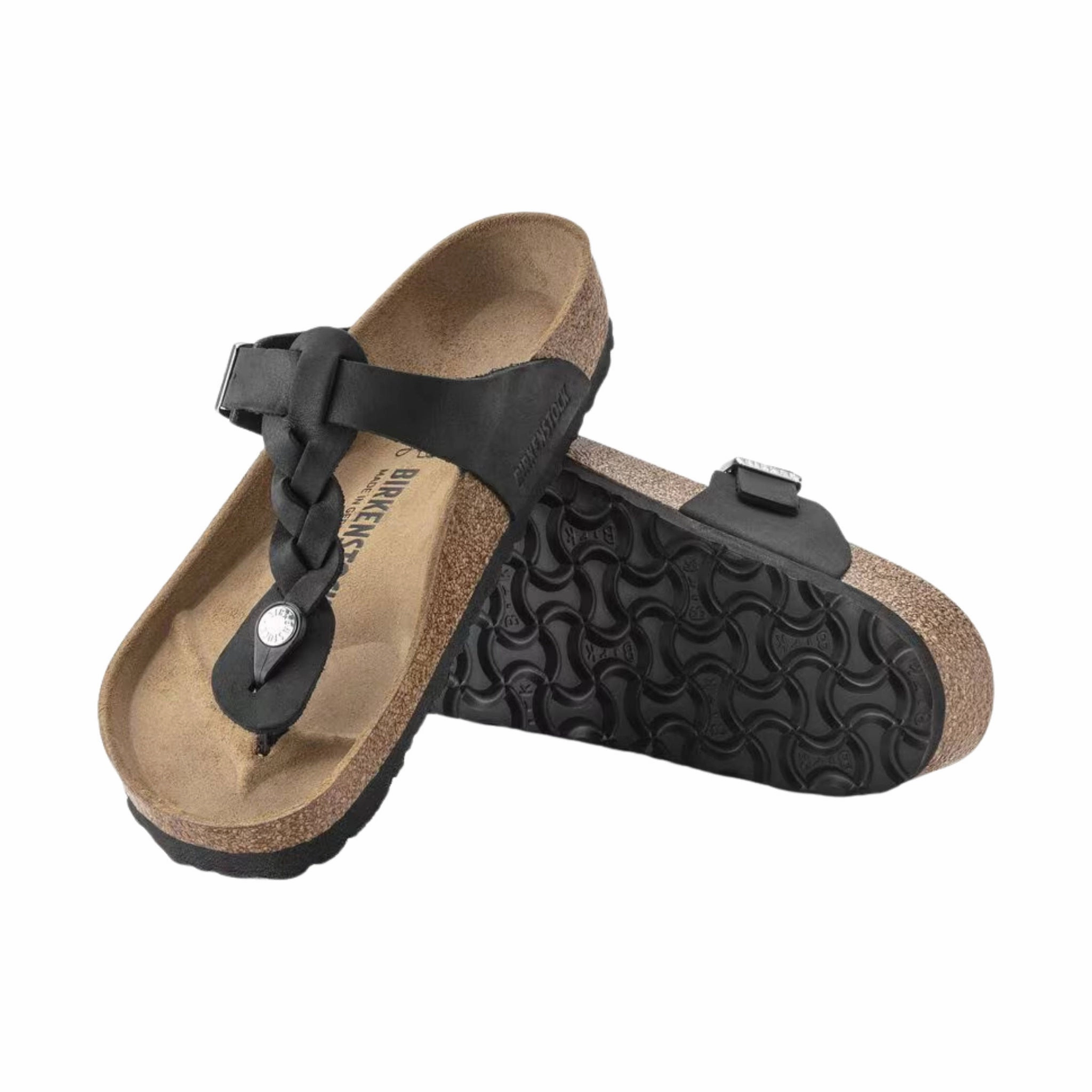 Lounge Mood Smart Design Birkenstock Gizeh Braided Sandals - Oiled Leather Black