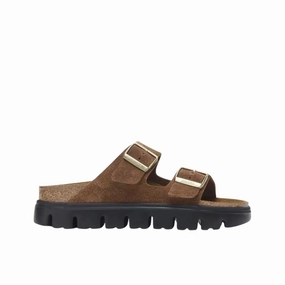 Birkenstock Papillio Arizona Chunky Sandal - Suede Leather Dark Tea/Black Foot Freedom