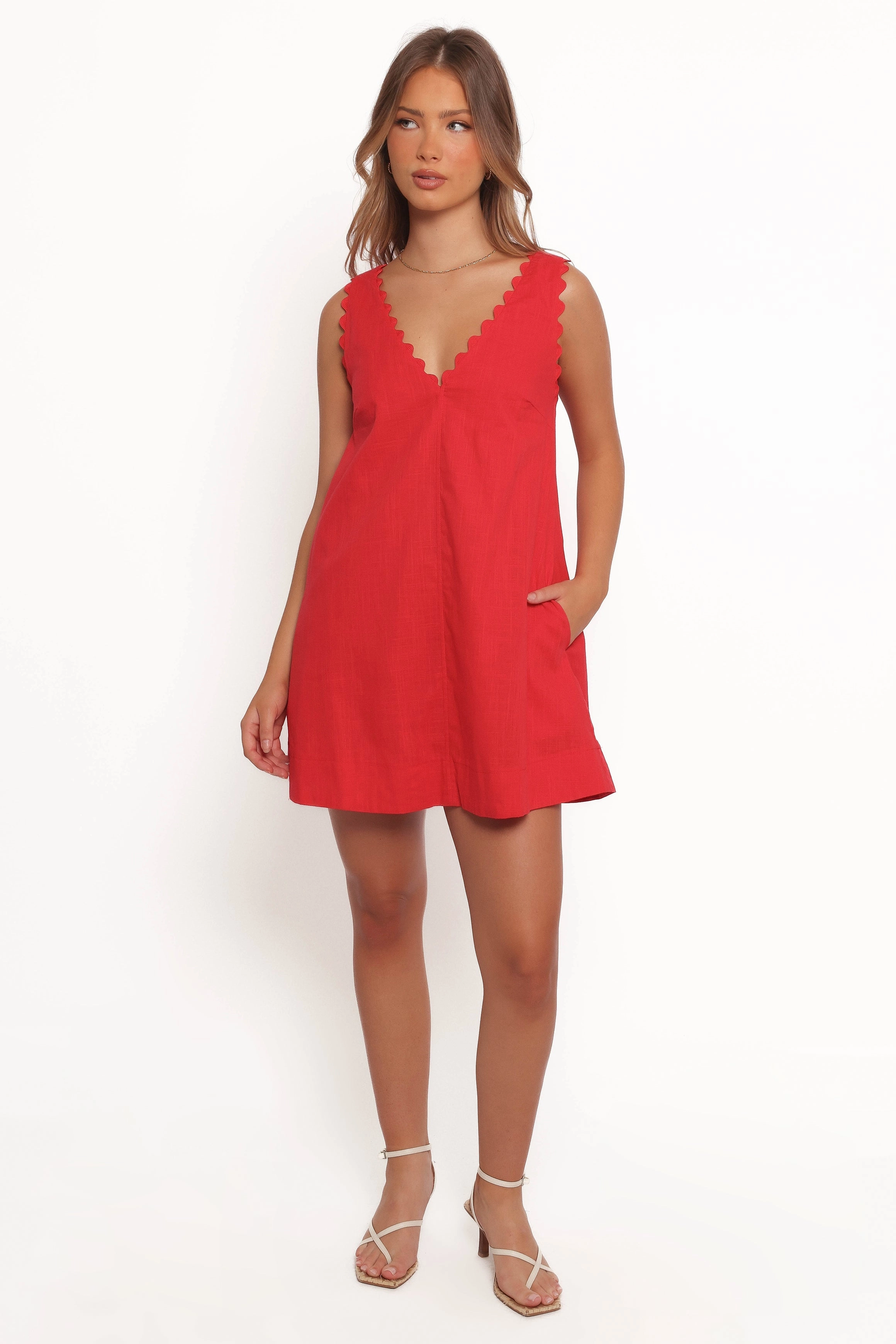 Balanced Tone Non-Iron Blaine Mini Dress - Red