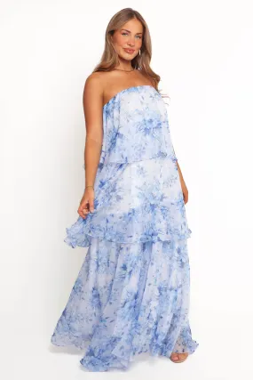 Bloom Strapless Maxi Dress - Blue Comfort Mode Cool Elegance