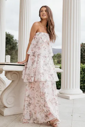Built-In-Slip Bloom Strapless Maxi Dress - Floral