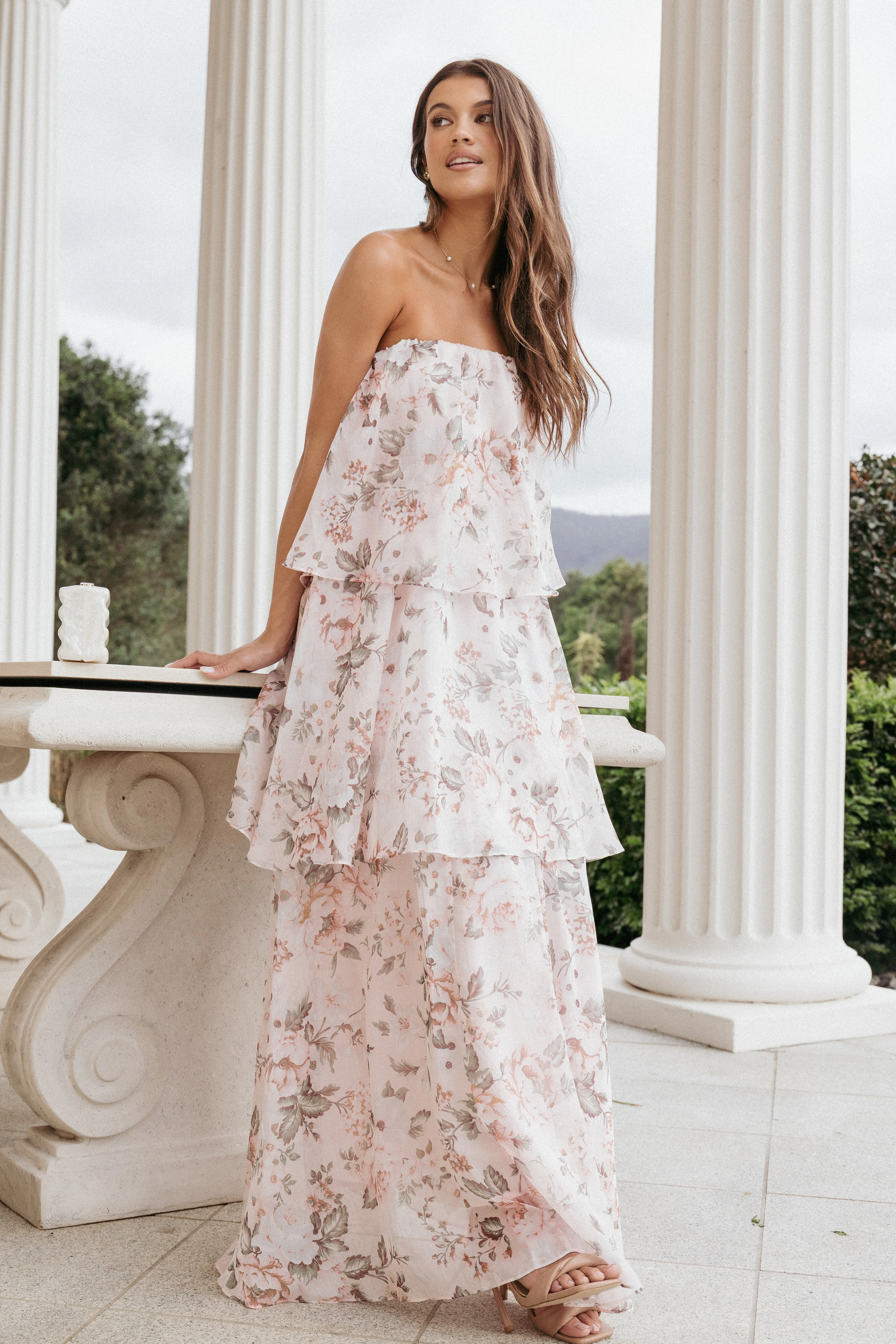 Built-In-Slip Bloom Strapless Maxi Dress - Floral