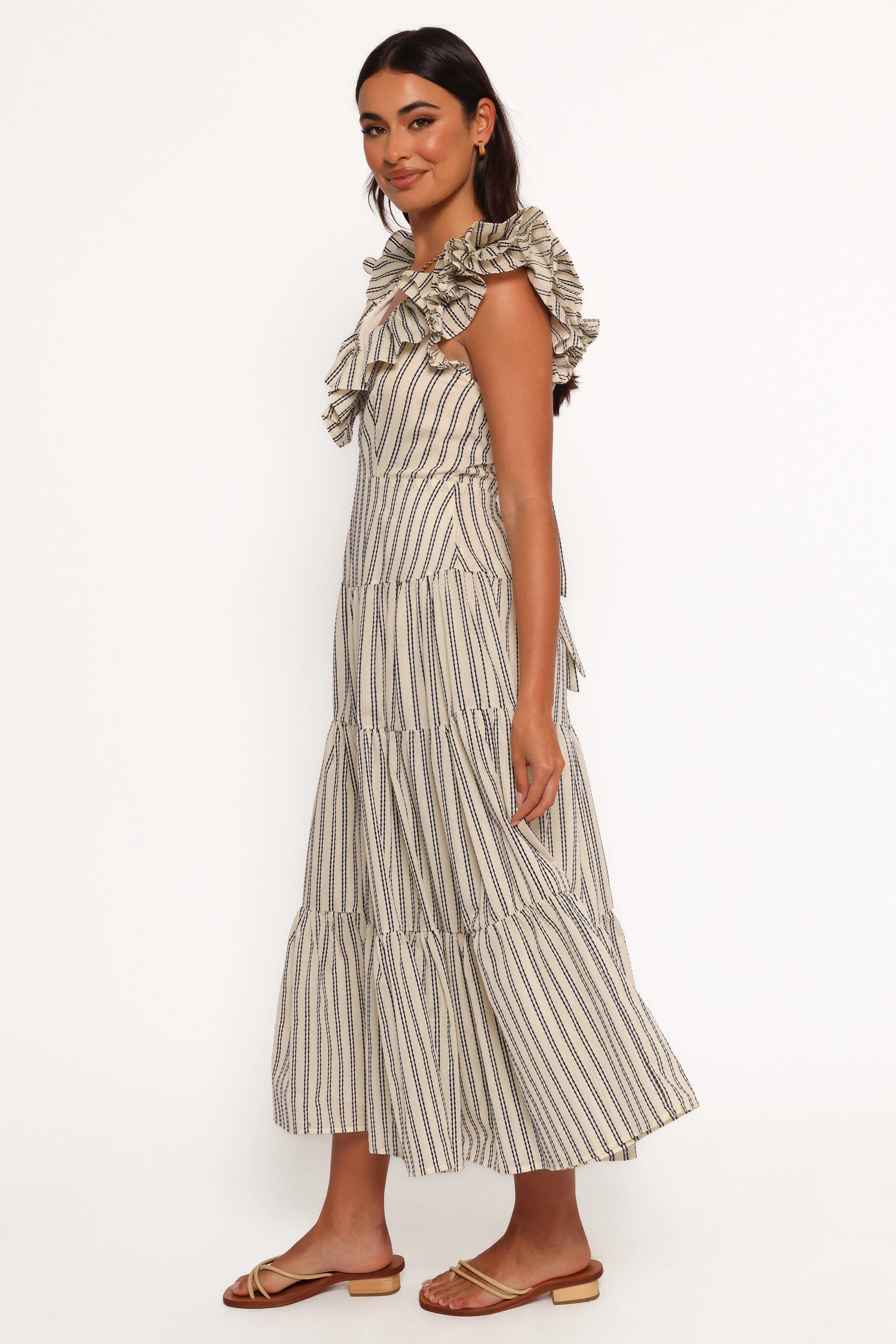 Quick Elegance Bobbie Midi Dress - Neutral Stripe