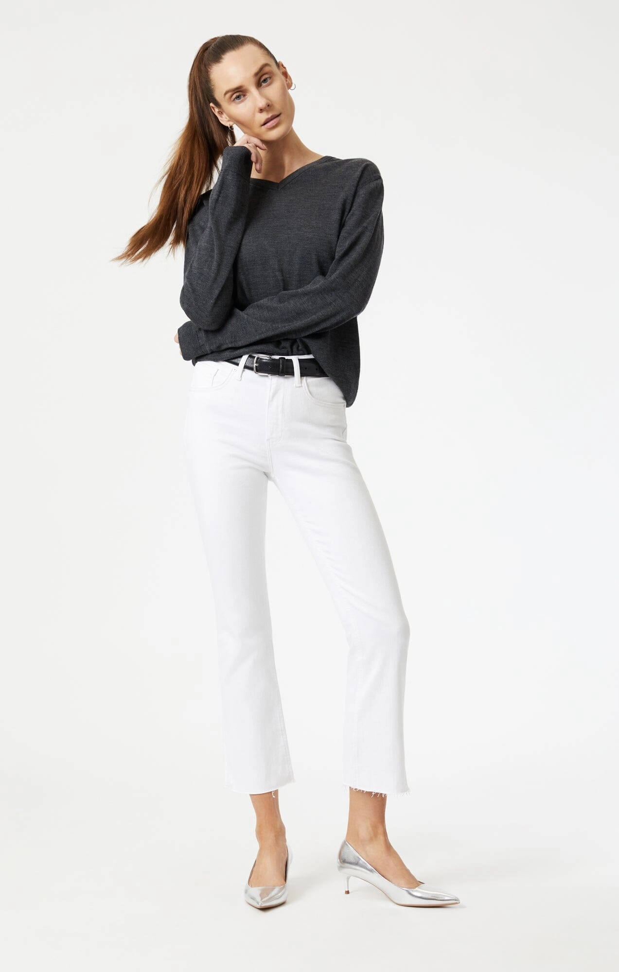 Motion Ease Daily Uniform ANIKA CROP FLARE IN WHITE LA BLUE
