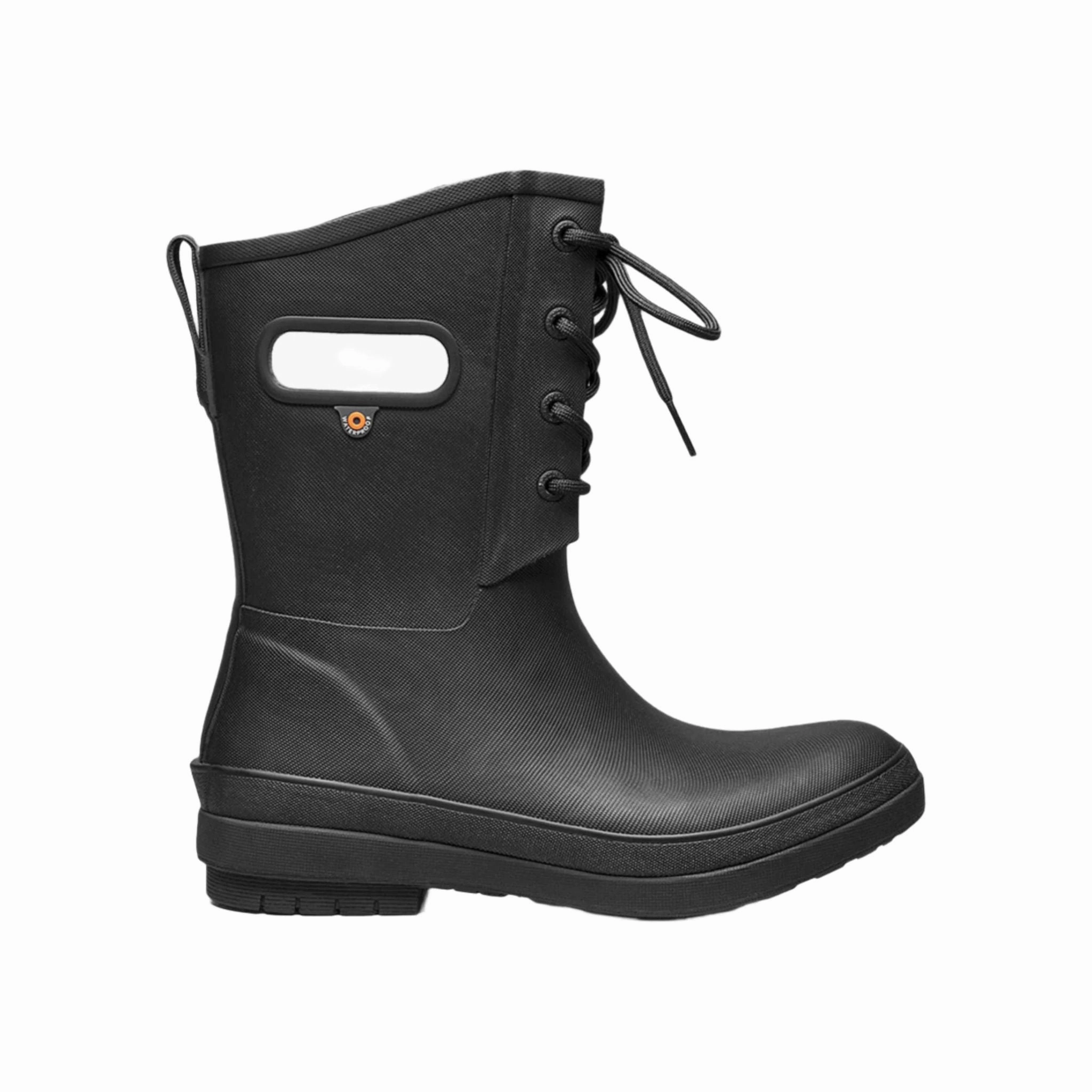 Bogs Women's Amanda II Lace Waterproof Winter Boots - Black Rubberized Traction Lugs Long Wear Comfort