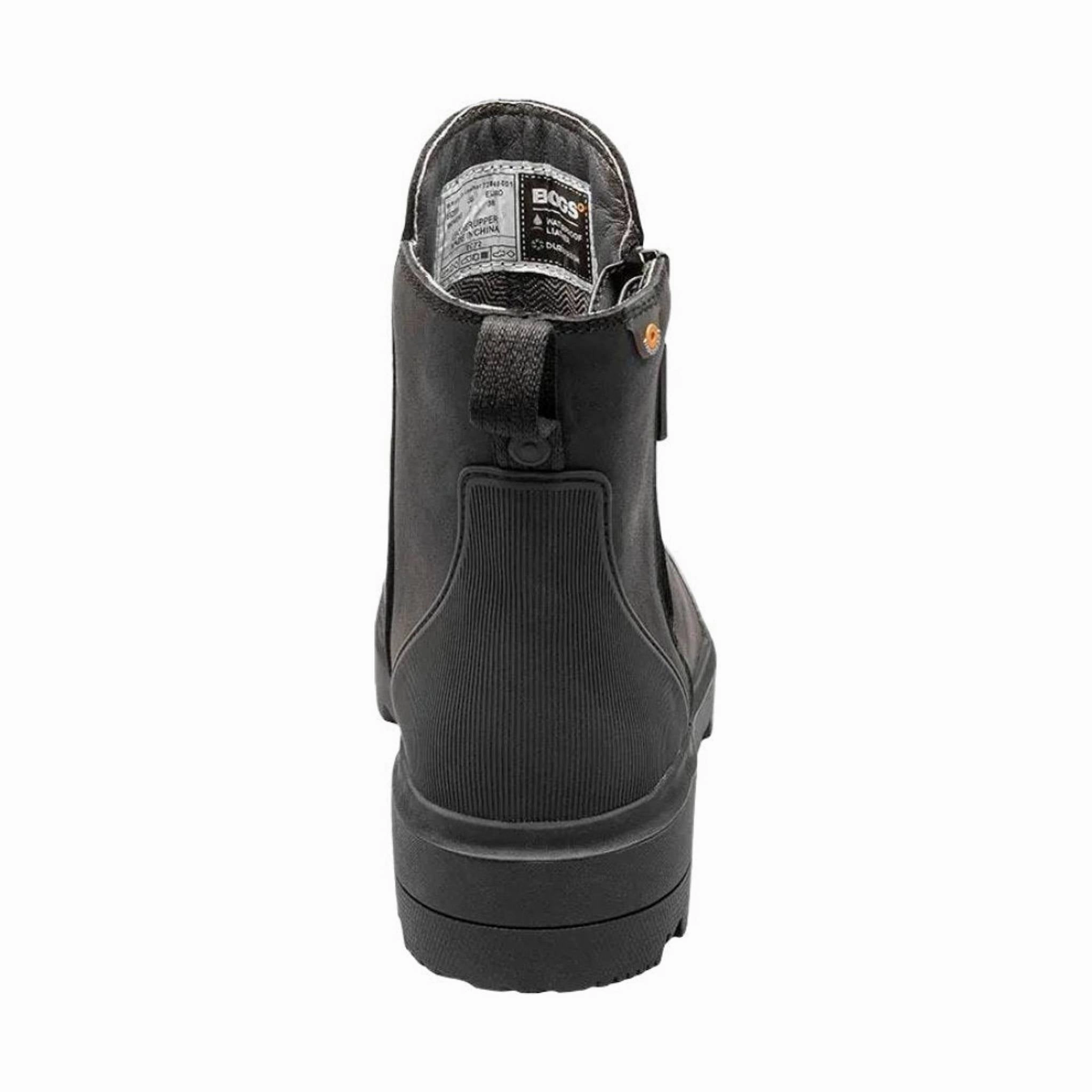 Bogs Women's Holly Zip Leather Rain Boot - Black Cozy Footwear Cushioned Base