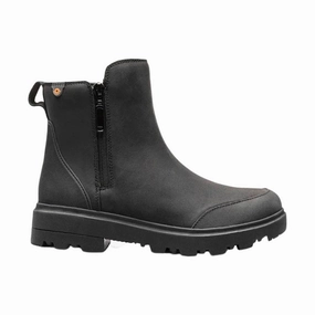 Bogs Women's Holly Zip Leather Rain Boot - Black Energy Return Midsole Low Profile Night Travel