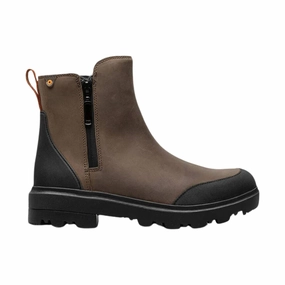 Work Wear Shock Absorption Core Bogs Women's Holly Zip Leather Rain Boot - Brown