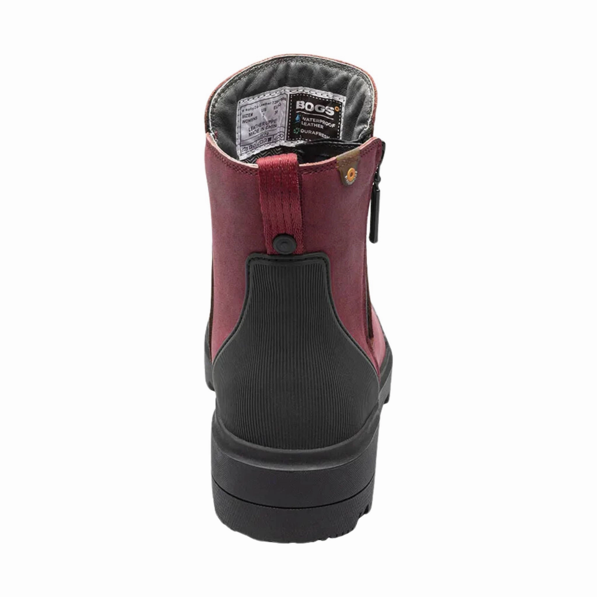 Bogs Women's Holly Zip Leather Rain Boot - Cranberry Multi-Purpose Comfort Mountain Trail