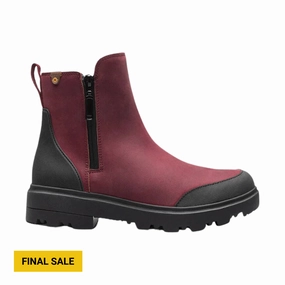 Bogs Women's Holly Zip Leather Rain Boot - Cranberry Comfortable interior Farm Ready