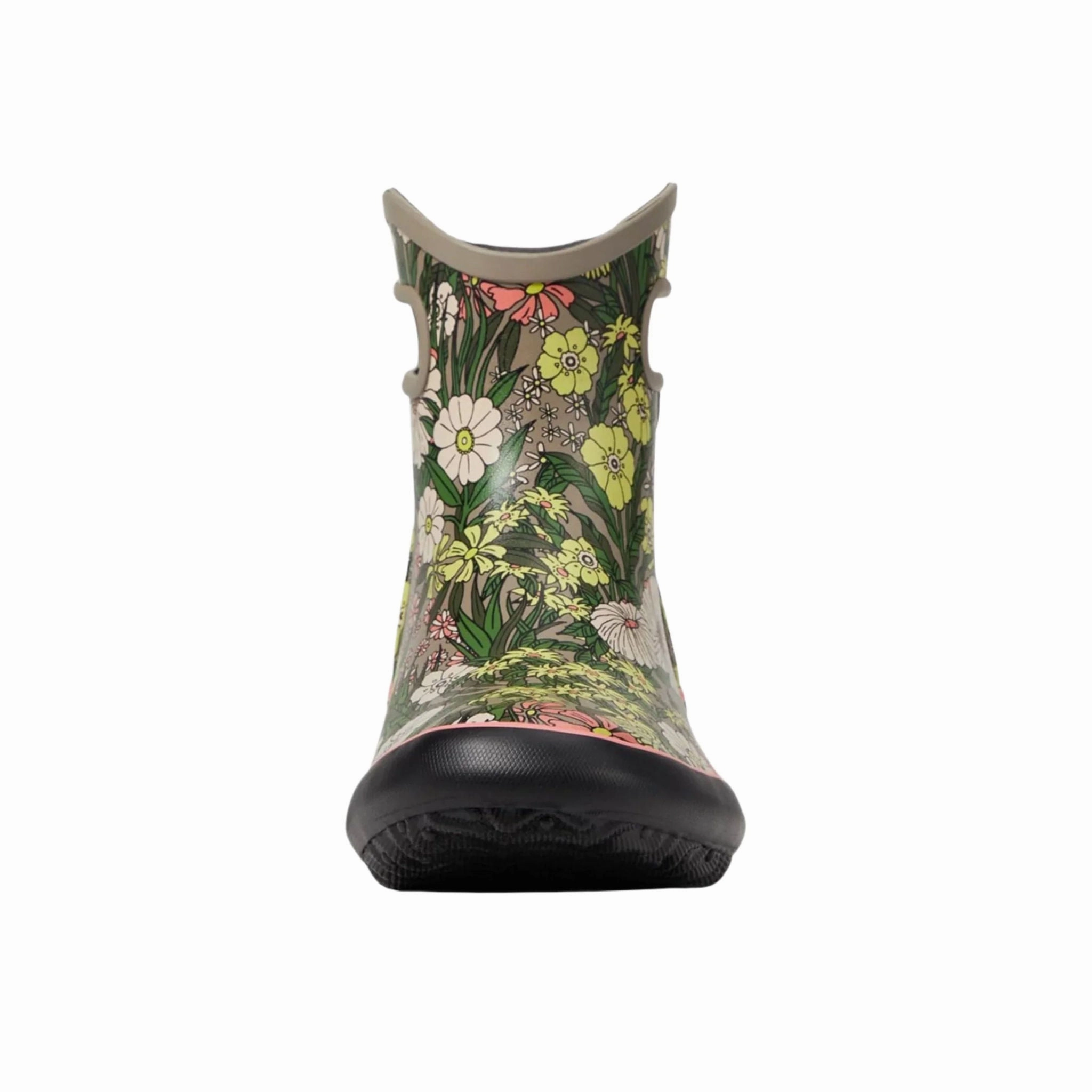 Eco Friendly Adjustable Fastening Bogs Women's Patch Ankle Vintage Floral Garden Rain Boots - Taupe Multi