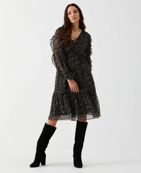 Printed Ruffle Dress Comfy Style