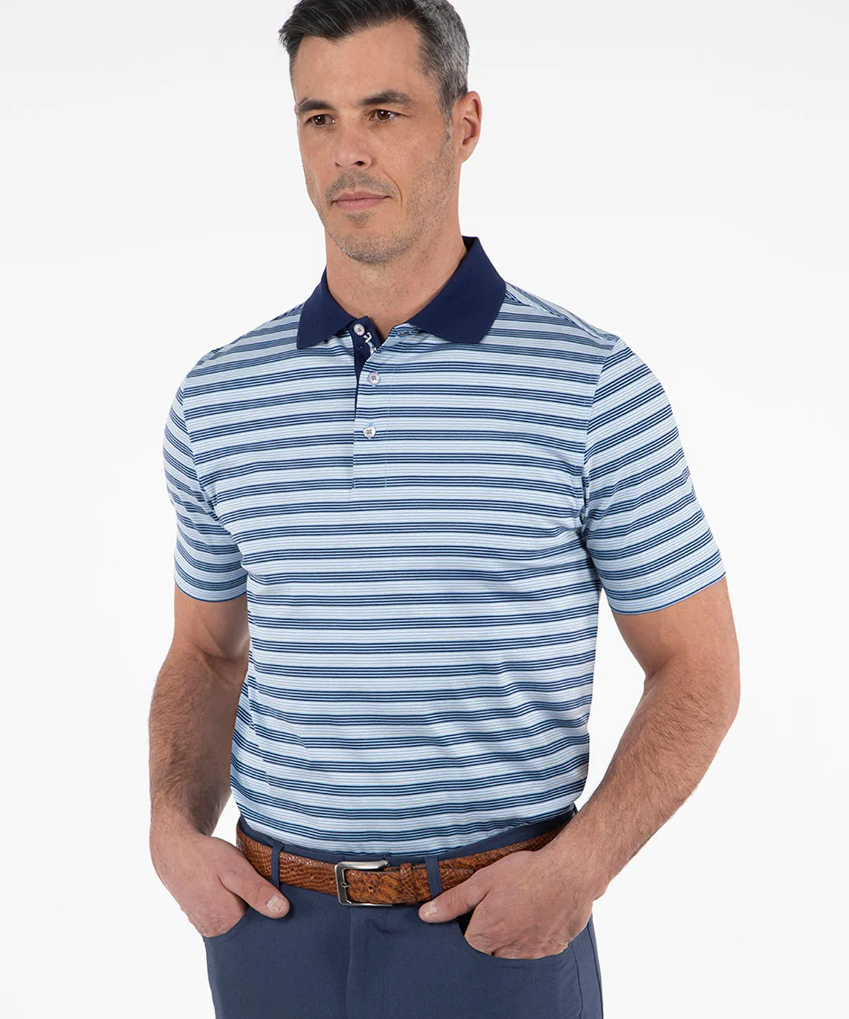 Hygroscopic Threads Performance Polo Signature Linwood Multi Stripe Mercerized Cotton Polo