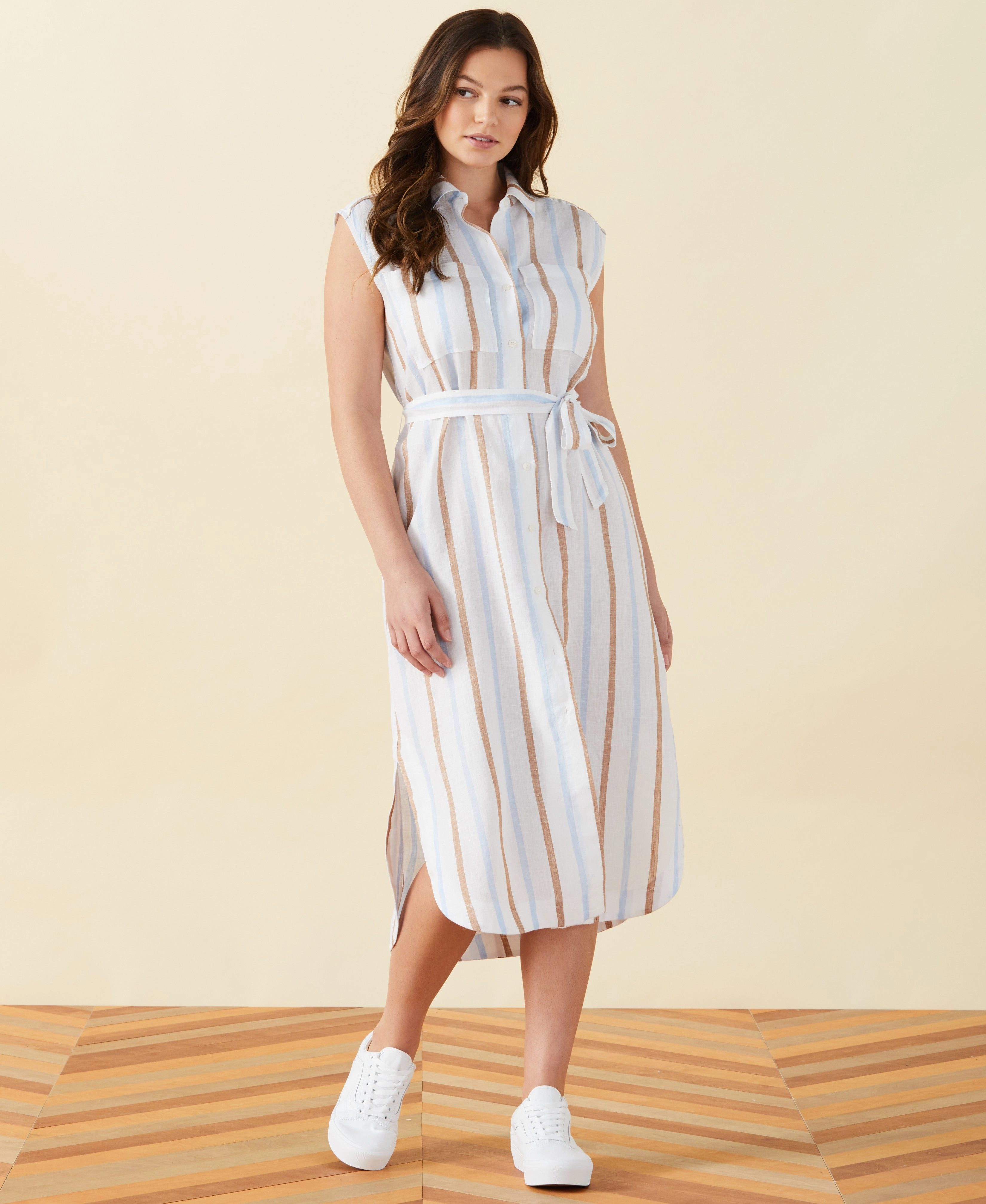 Stripe Linen Shirtdress Clean Style Chic Mom