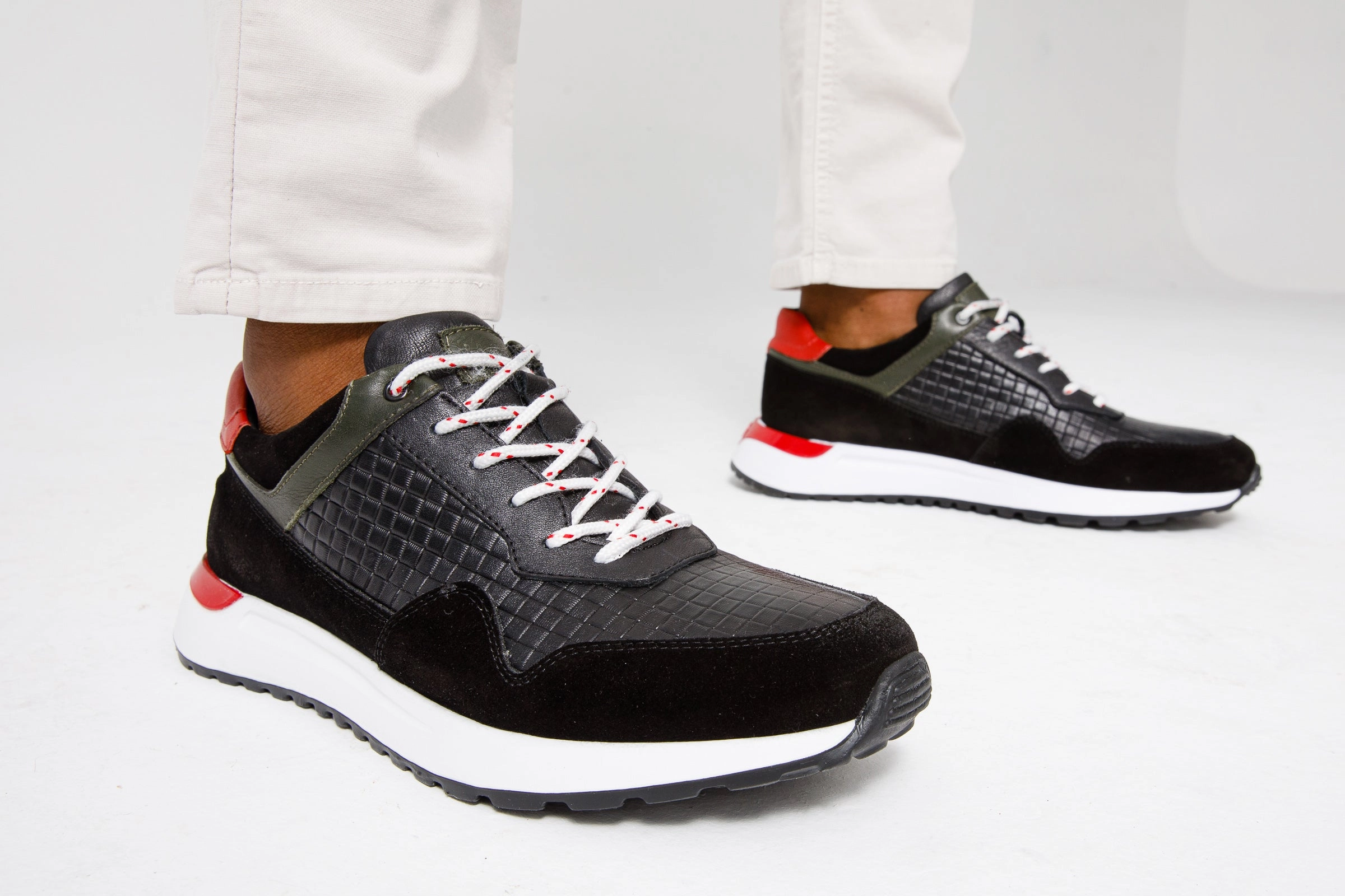 The Rakka Black & Red Leather Men Sneaker Final Sale! Trending Style Tough Rubber
