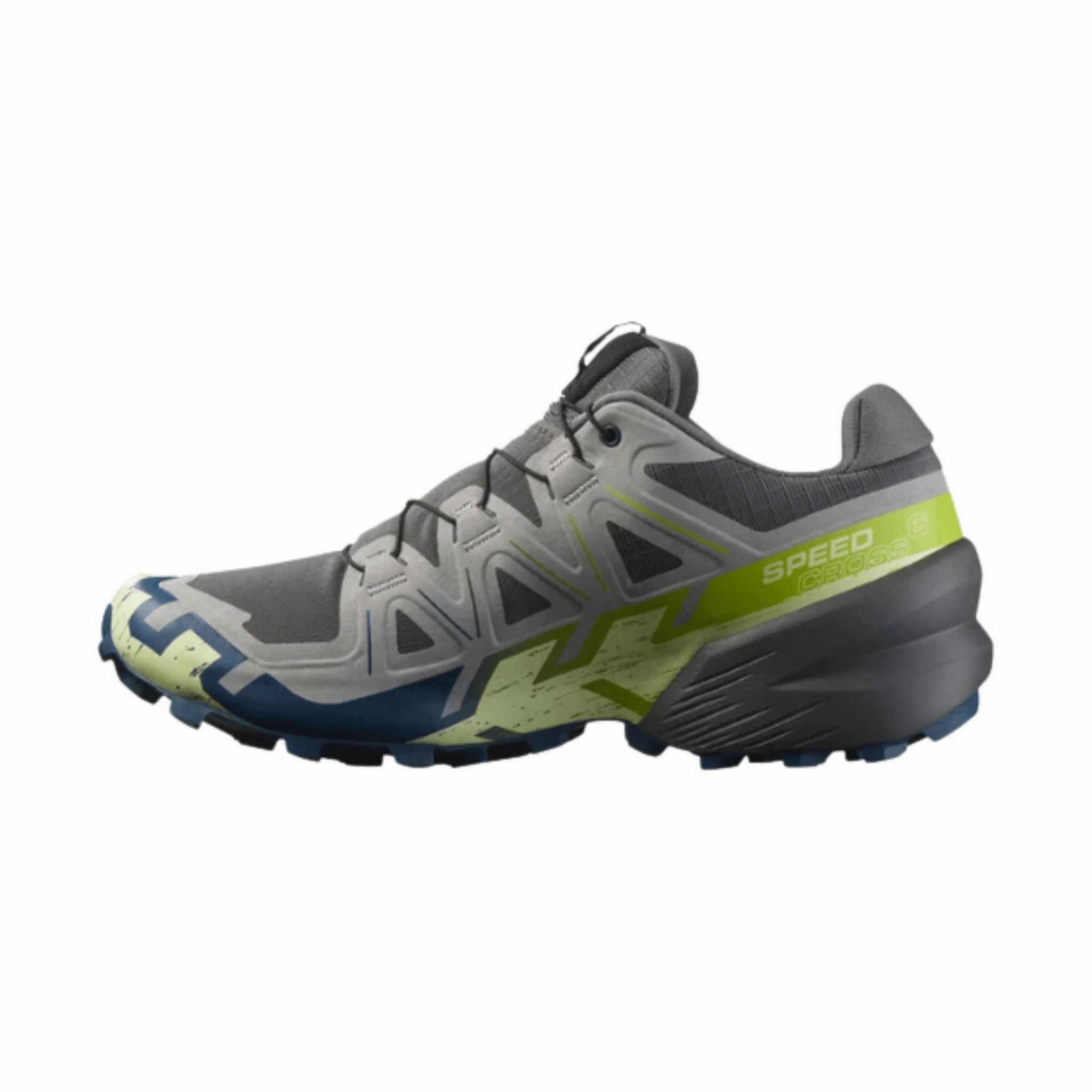 Salomon Men's Speedcross 6 Trail Running Shoes - Castlerock/Lime Cream/Poseidon Lightweight Comfort