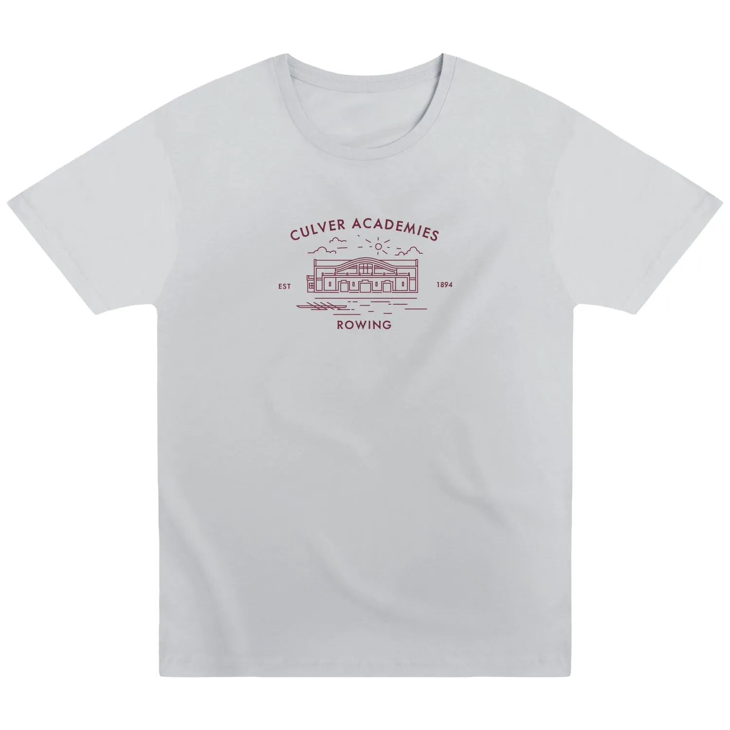 Rowing Sports Fan Tee - Silver Heather Texture Finish Classic Crew Neck