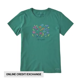ReinforcedHems UV Protective Layer Life Is Good Women's Wildflower Bike Short Sleeve Crusher Tee - Spruce Green