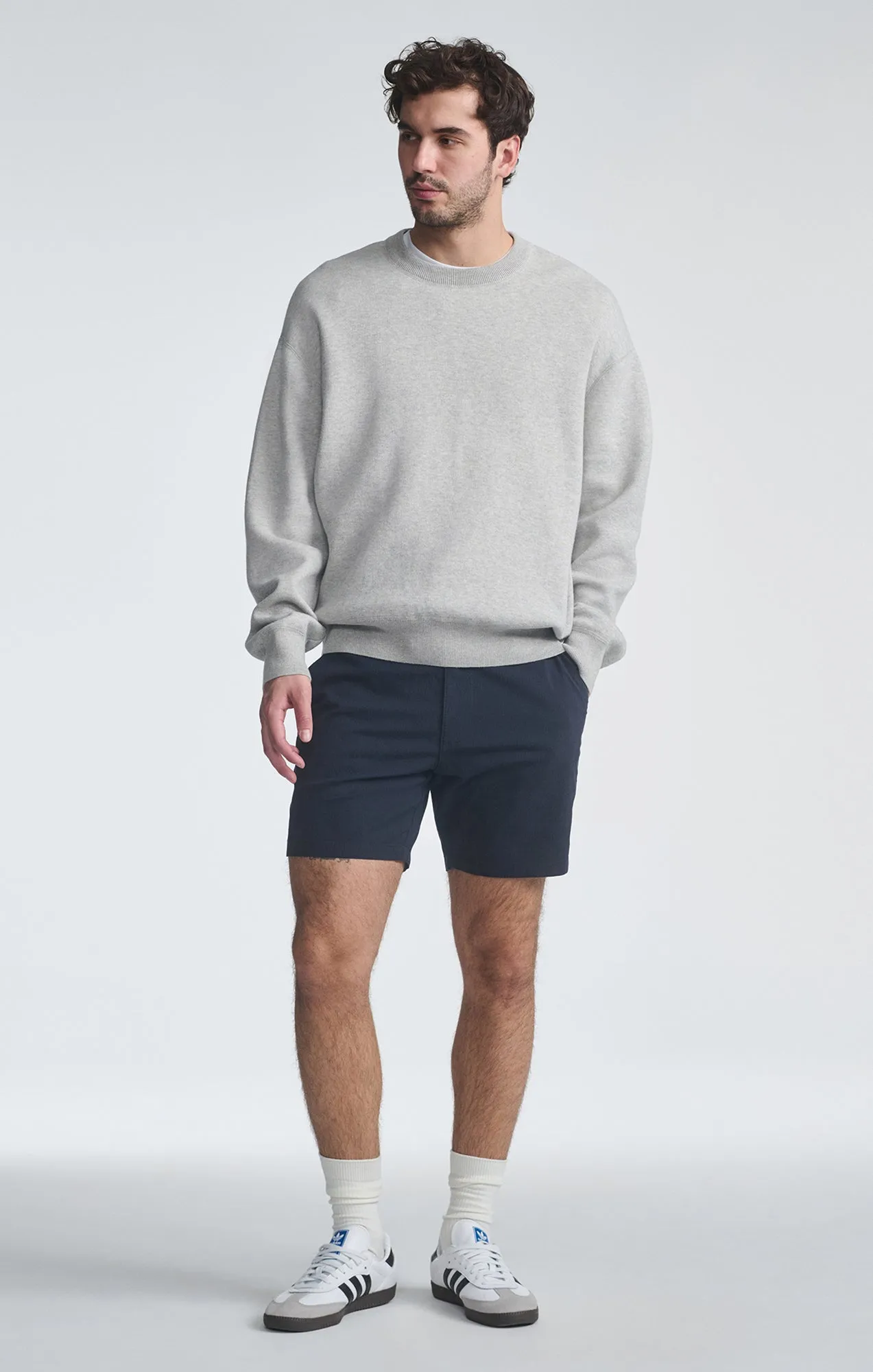 Leather Look NATE SHORTS IN NAVY SEERSUCKER