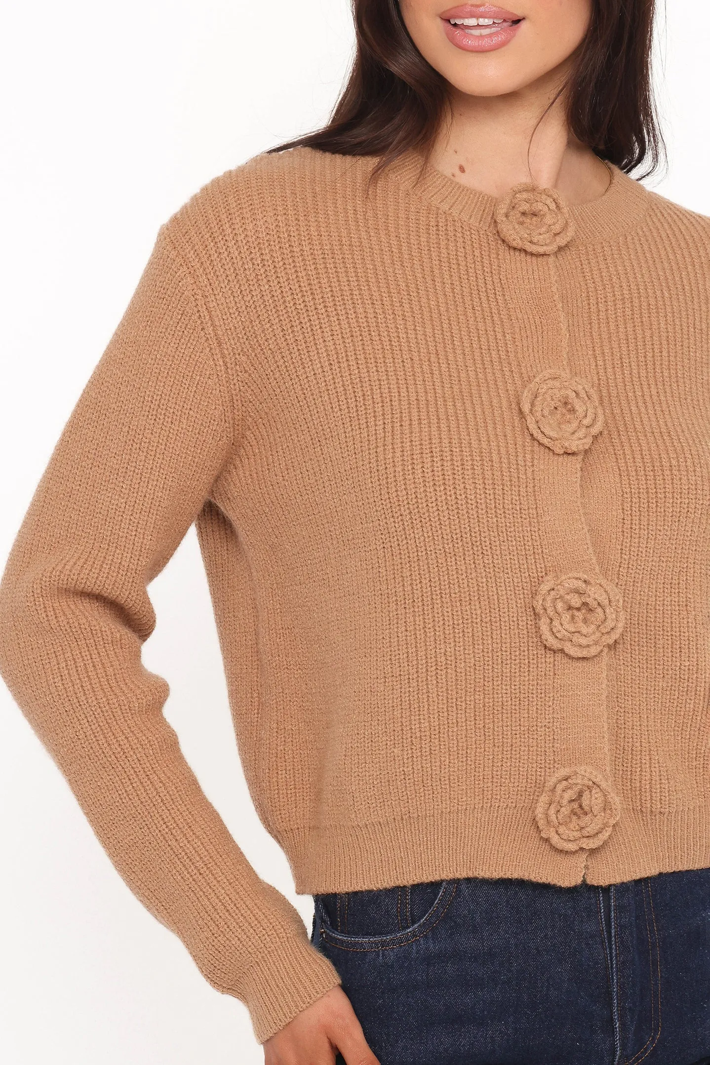 Off Duty Look Jones Rosette Cardigan - Mocha