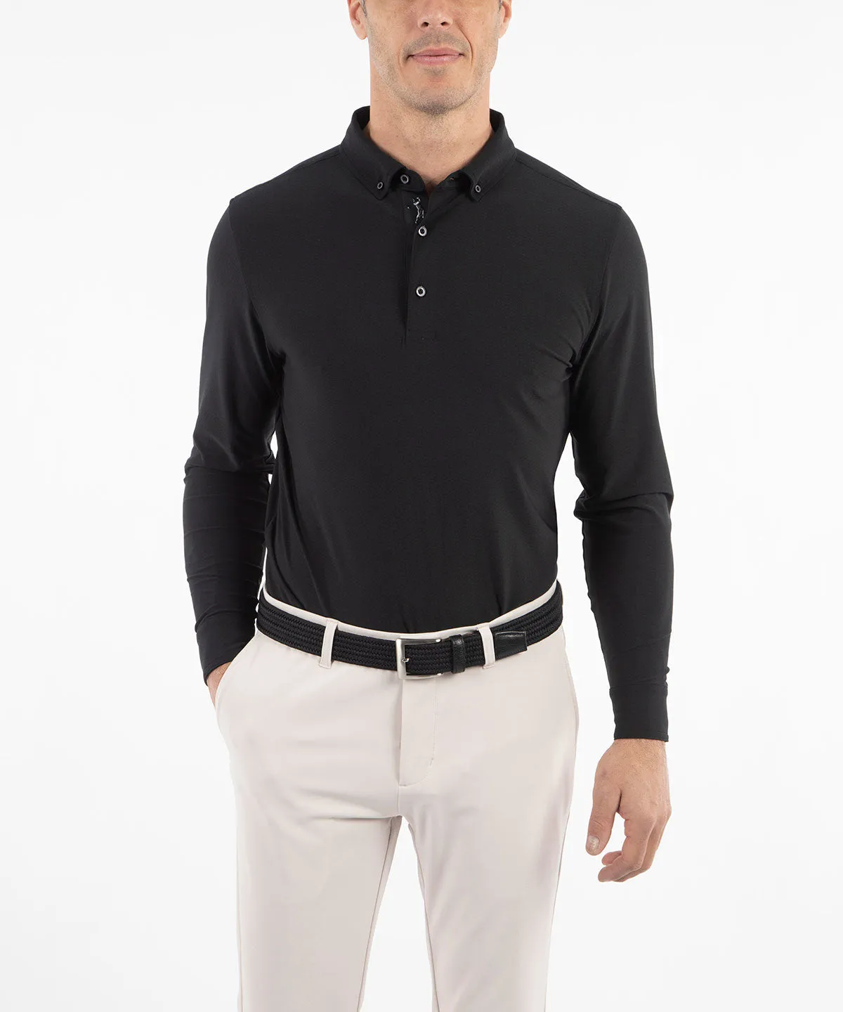 DoubleStitched Seams Interlock Cotton Performance Balata Jersey Long-Sleeve Buttoned Cuff