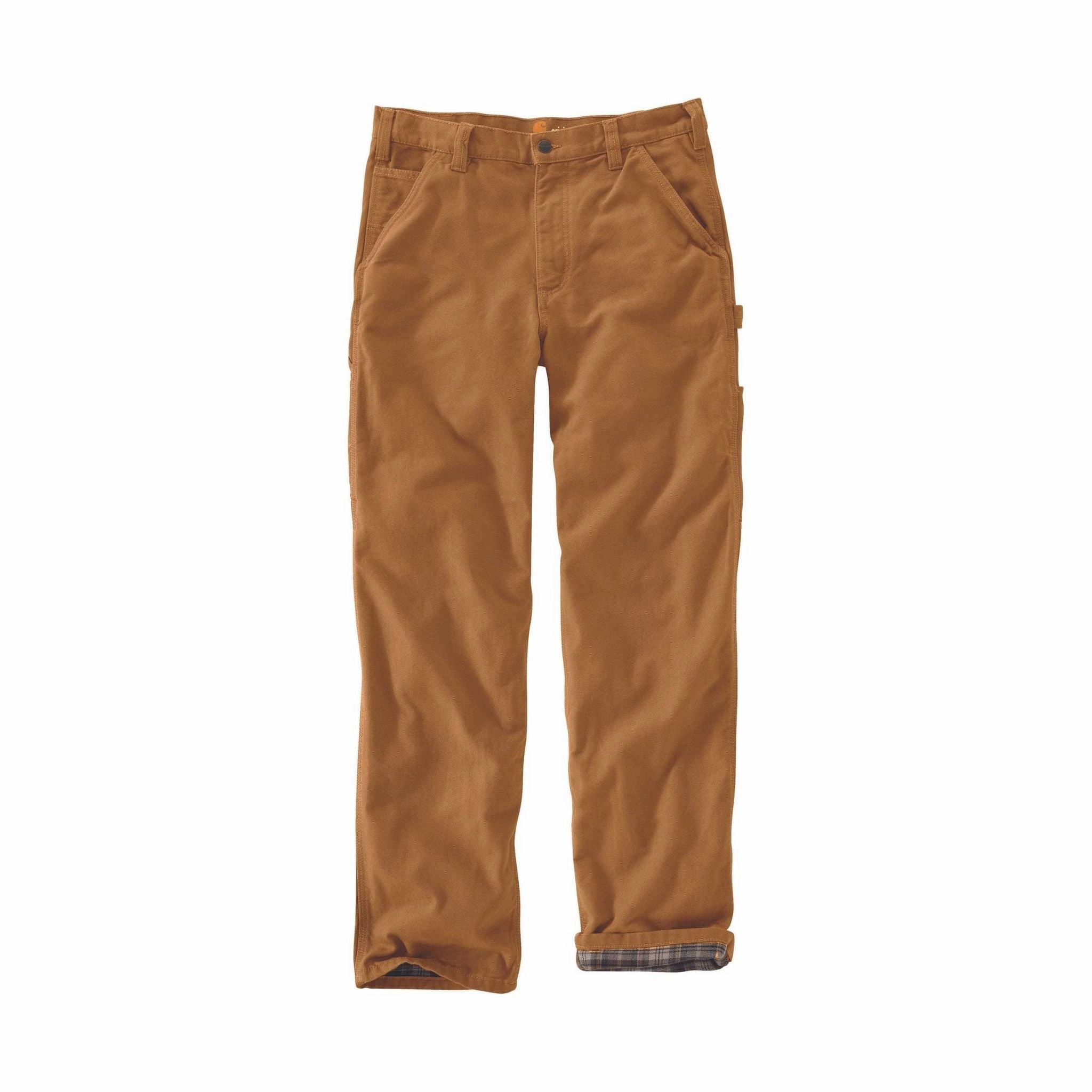 Carhartt Men's Washed Duck Flannel Lined Dungaree - Brown Water Repellent Coating Casual Performance Wear