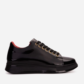 Lightweight Cushioned Sole The Peklin Patent Black Leather Men Sneaker