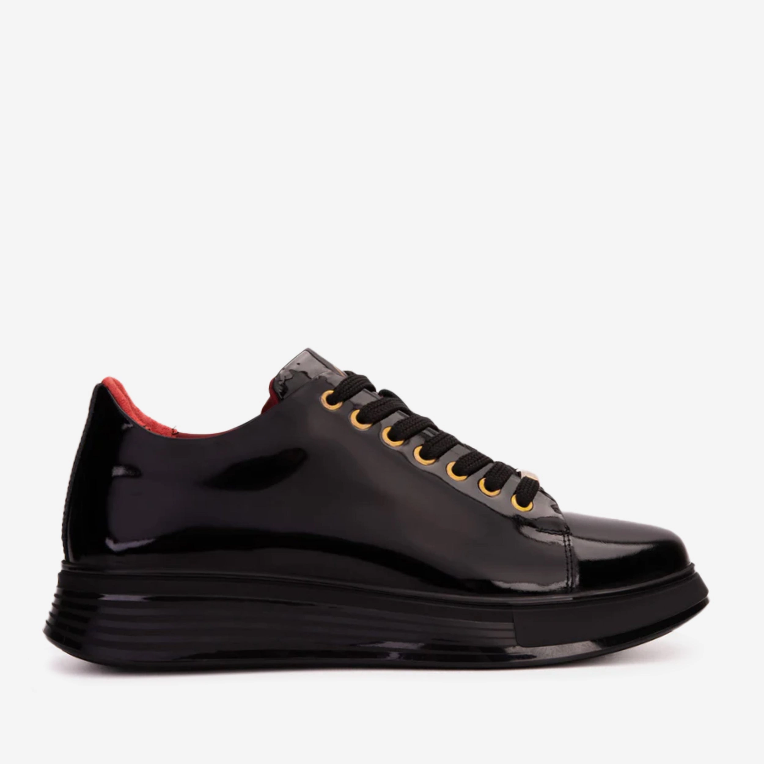 Lightweight Cushioned Sole The Peklin Patent Black Leather Men Sneaker