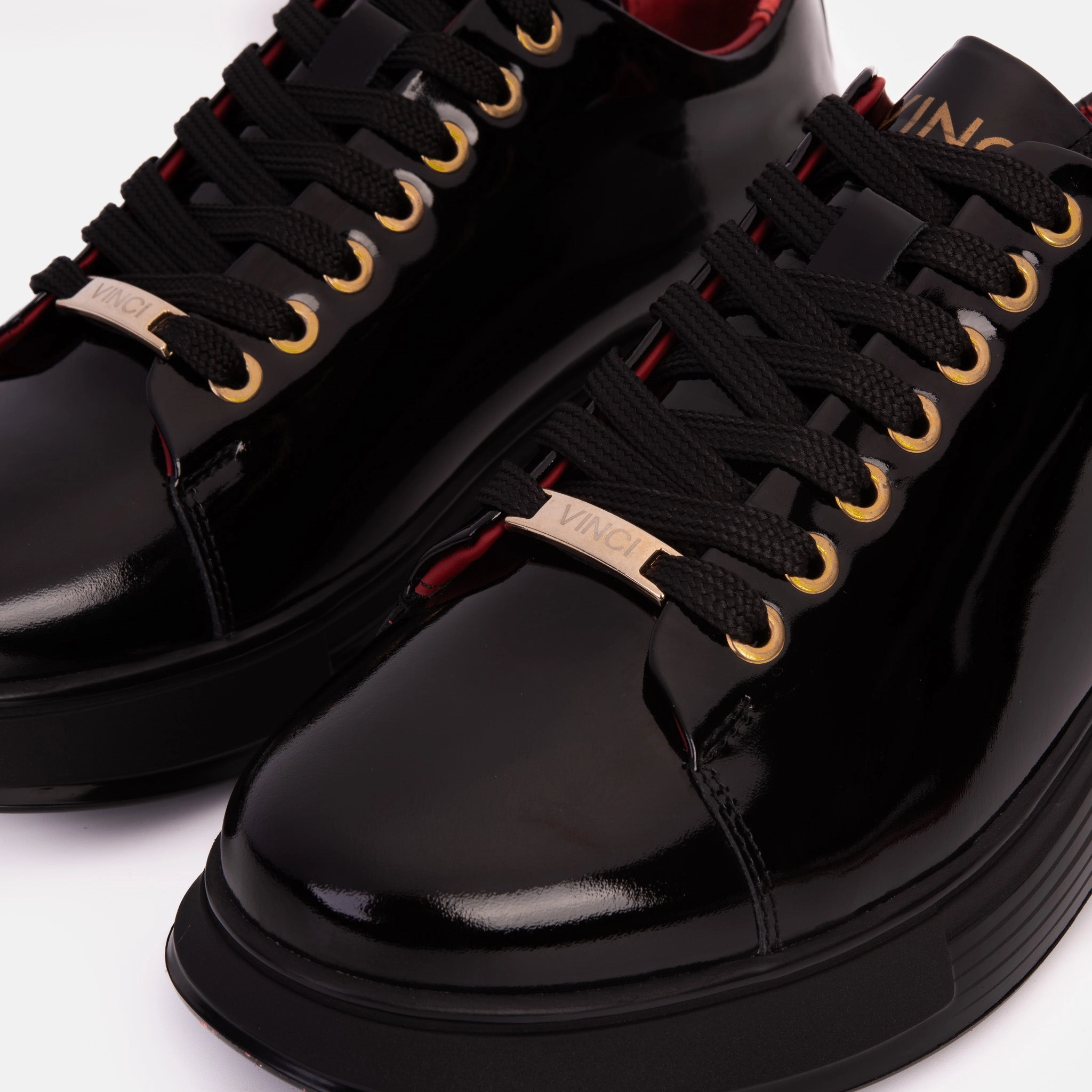 All-Round Wear The Peklin Patent Black Leather Men Sneaker