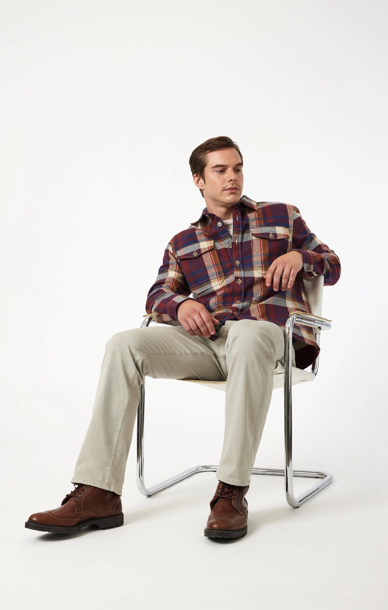 MATT RELAXED STRAIGHT LEG IN SILVER CASUAL TWILL AntiSnagZippers Structured fabric