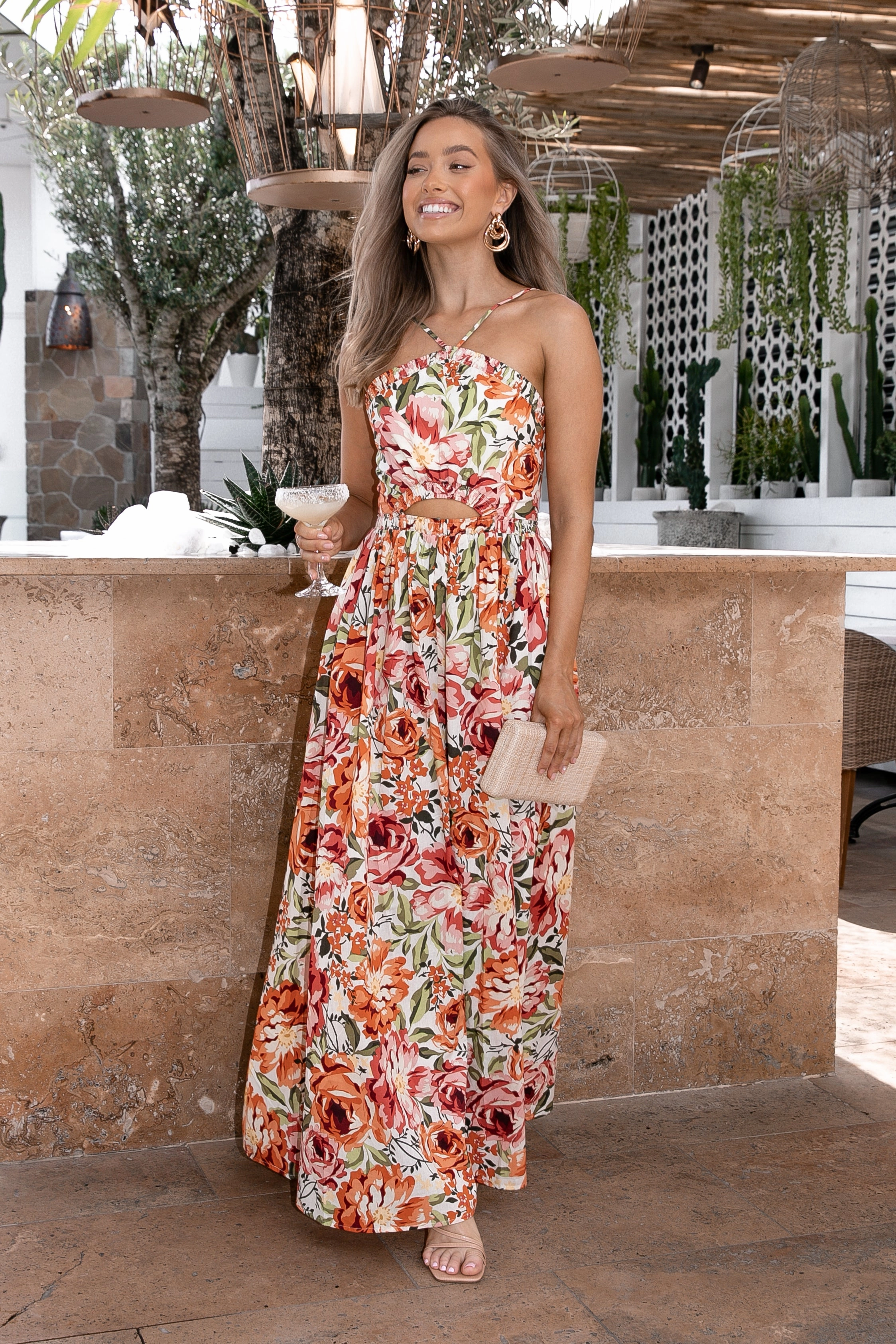 Boho Tone Family Vibe Madeira Dress - Orange Floral
