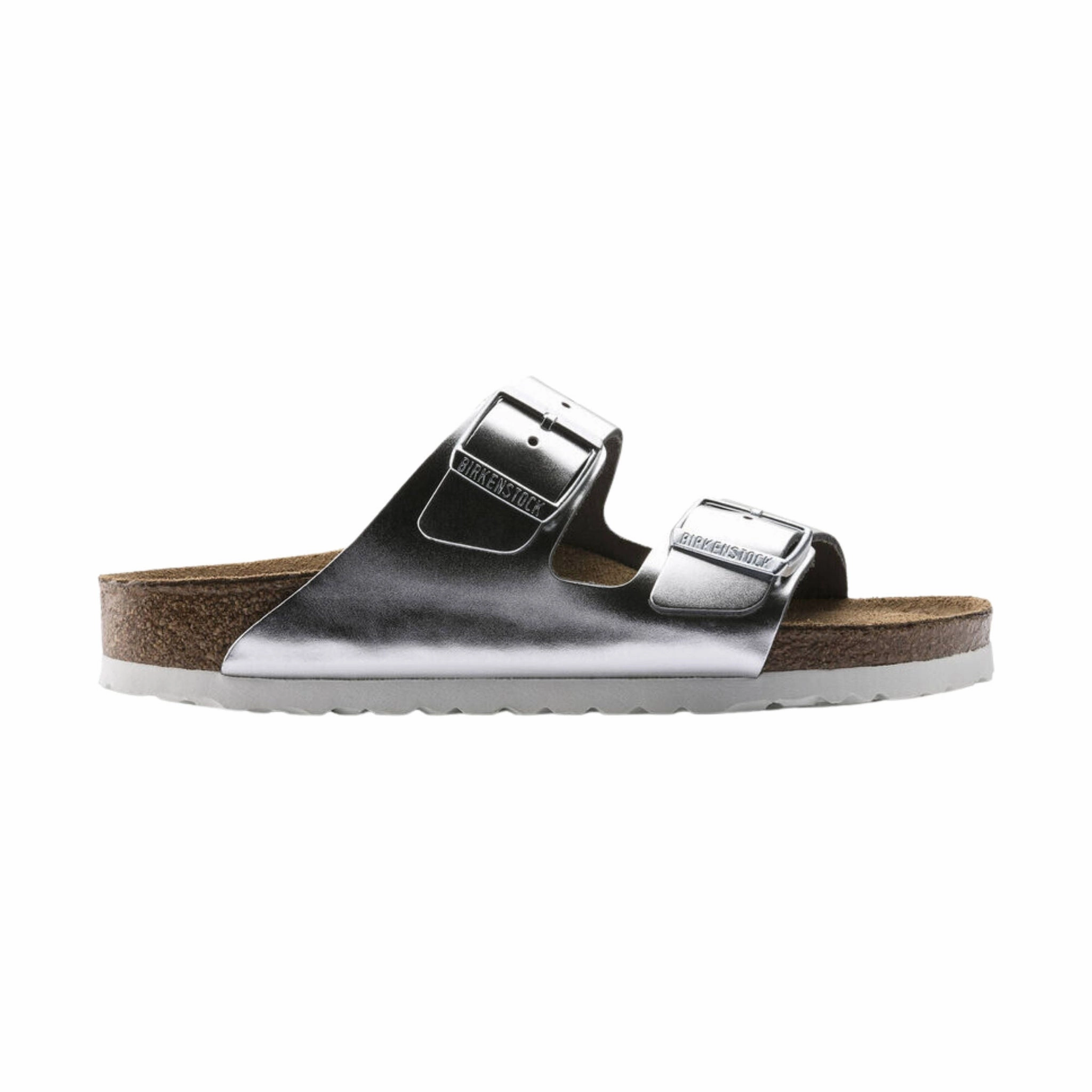 Stable Step Brikenstock Arizona Soft Footbed Sandal - Metallic Silver