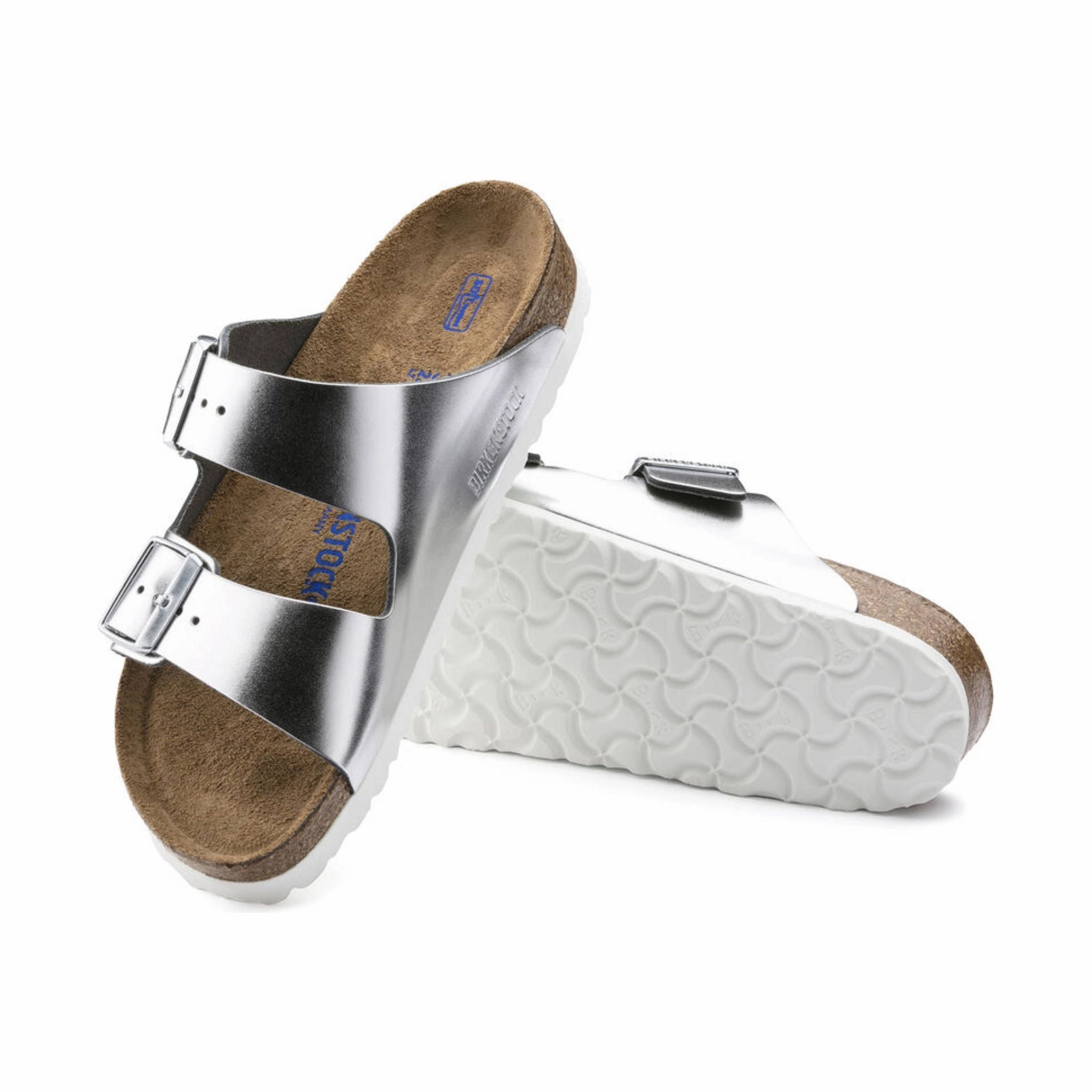 Moisture Wicking Lining Brikenstock Arizona Soft Footbed Sandal - Metallic Silver