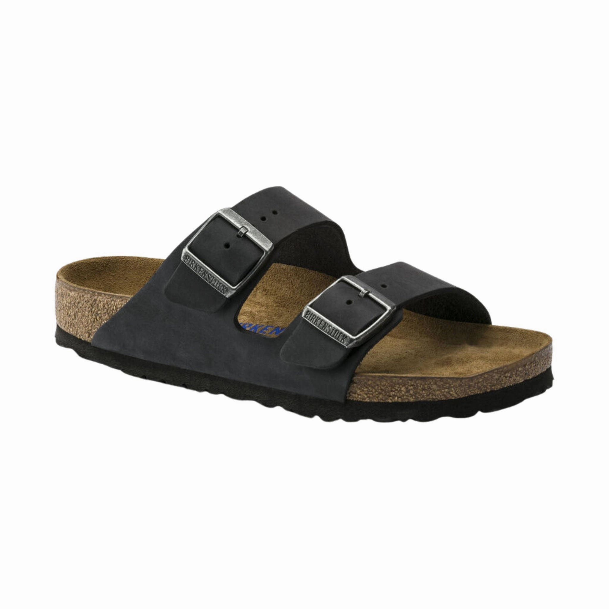 Brikenstock Arizona Soft Footbed Sandal - Oiled Leather Black Bare Support Thong