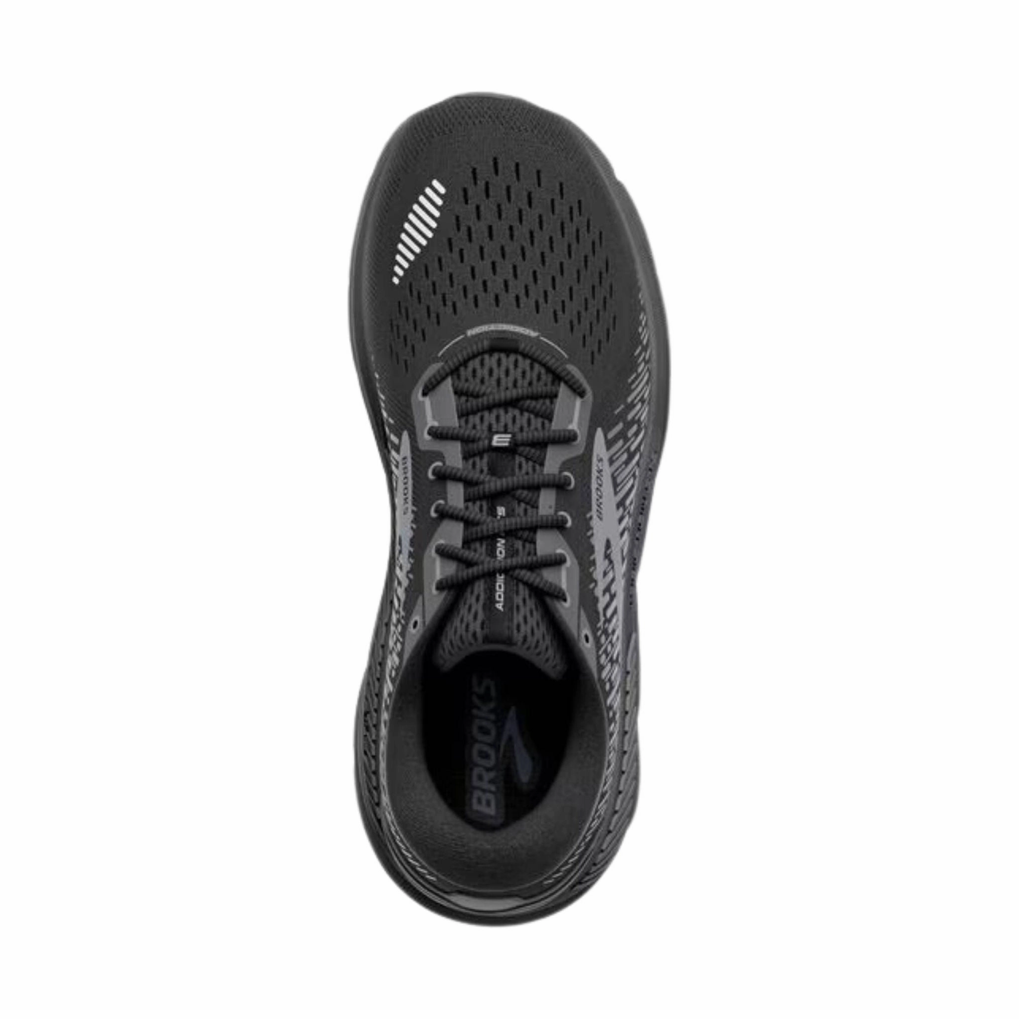 lace up closure Pressure Relief Grooves Brooks Men's Addiction GTS 15 Running Shoes - Black/Ebony